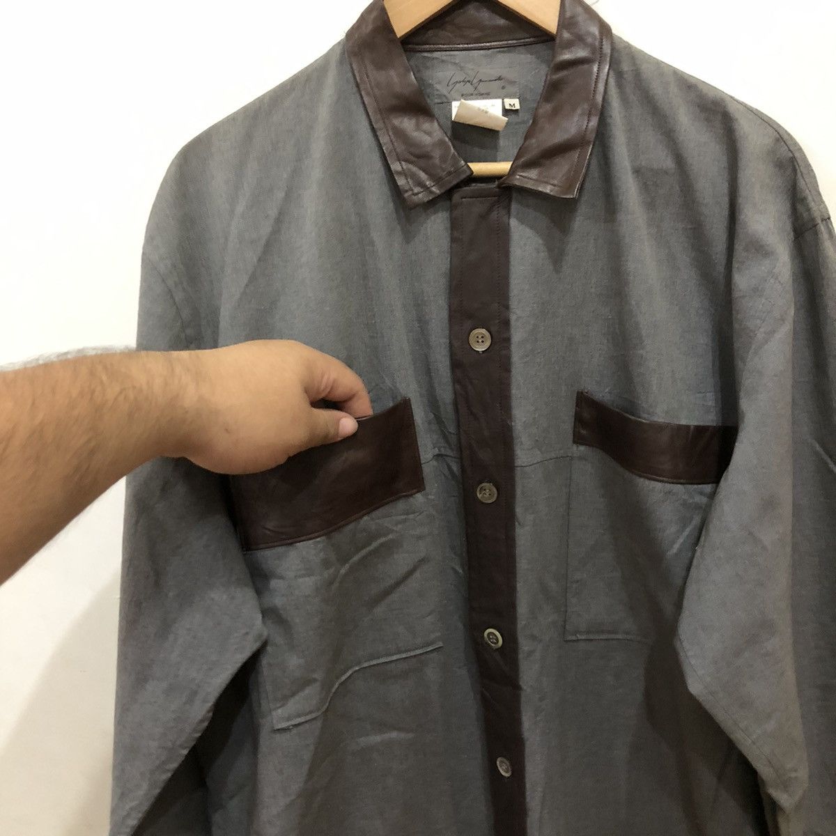 Yohji Yamamoto 🔥Yohji Yamamoto Pour Homme Shirt Jacket Leather Parts Size US M / EU 48-50 / 2 - 6 Thumbnail