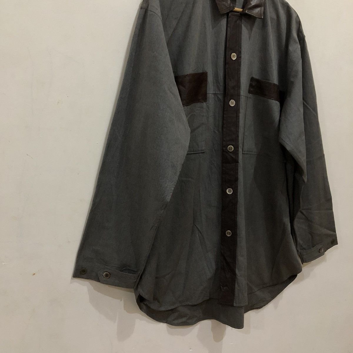 Yohji Yamamoto 🔥Yohji Yamamoto Pour Homme Shirt Jacket Leather Parts Size US M / EU 48-50 / 2 - 4 Thumbnail