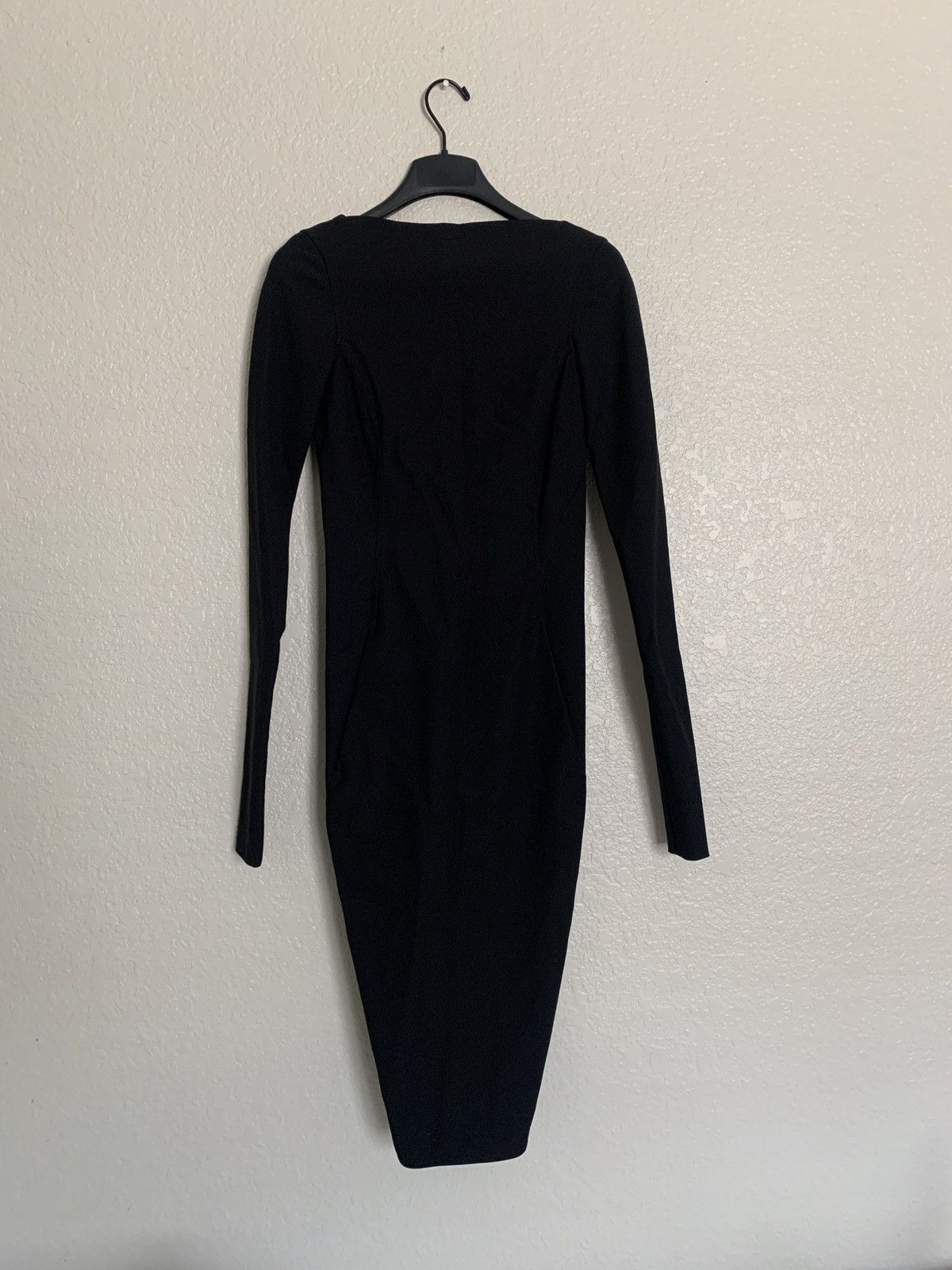 image of Rick Owens Glitter Fw17 Wool-Silk Blend Black Midi Dress, Women's (Size Medium)