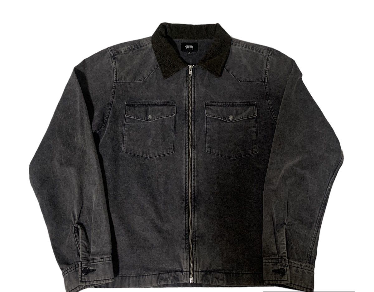 image of Stussy Washed Chore Jacket in Charcoal Grey, Men's (Size Small)