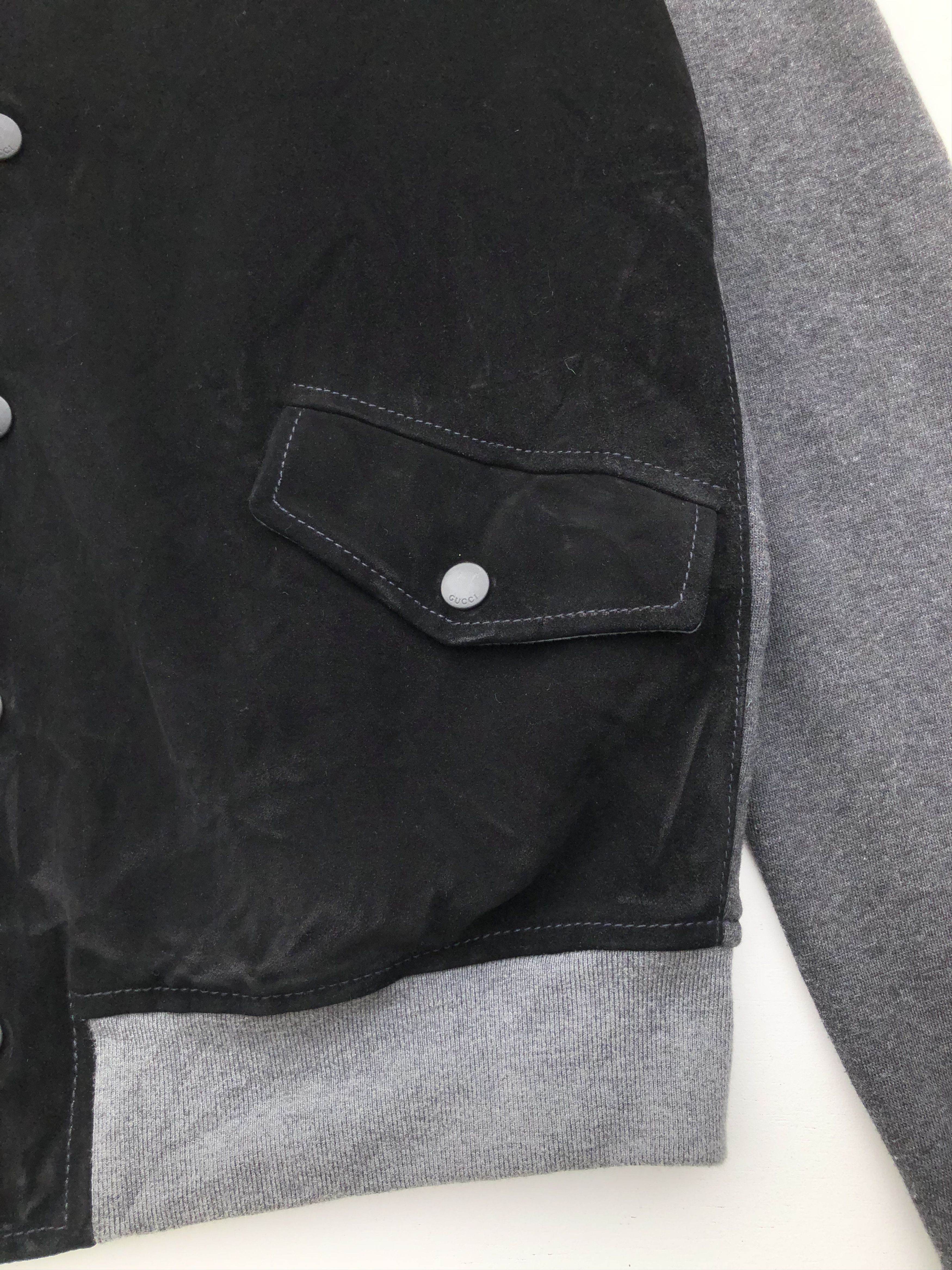Gucci SUEDE LEATHER FRONT BOMBER BLACK GREY Size US M / EU 48-50 / 2 - 3 Thumbnail