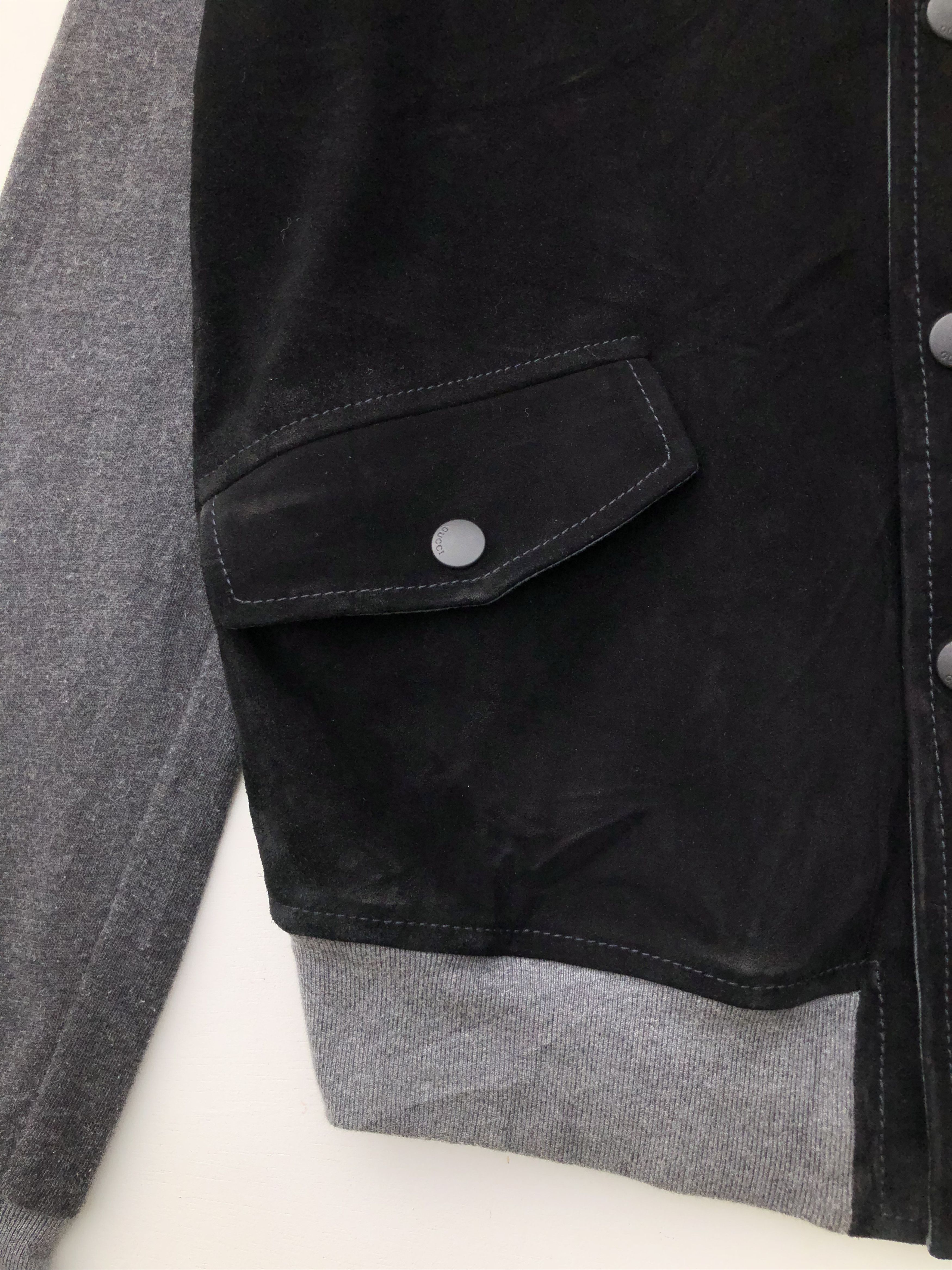 Gucci SUEDE LEATHER FRONT BOMBER BLACK GREY Size US M / EU 48-50 / 2 - 4 Thumbnail