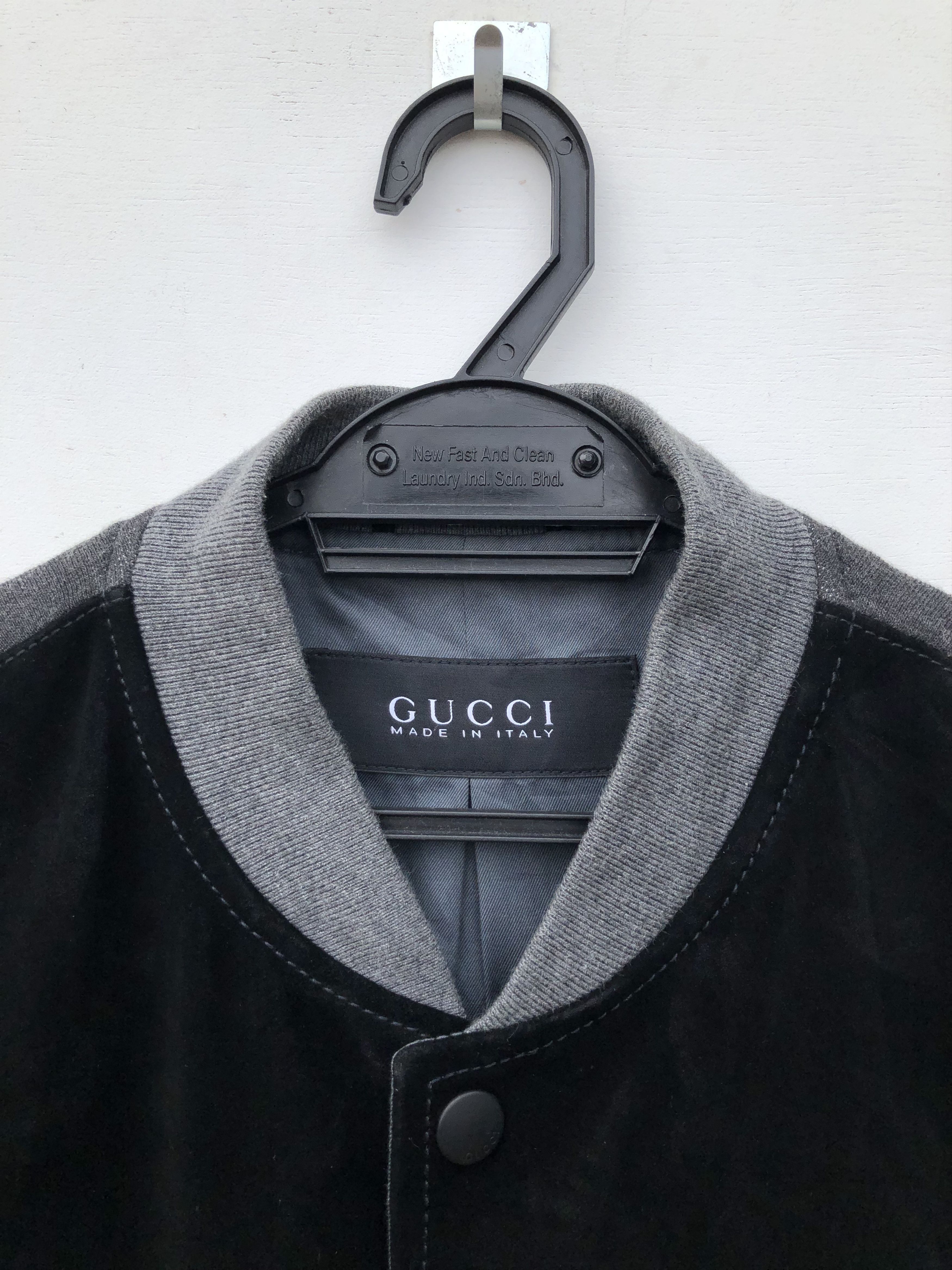 Gucci SUEDE LEATHER FRONT BOMBER BLACK GREY Size US M / EU 48-50 / 2 - 13 Thumbnail