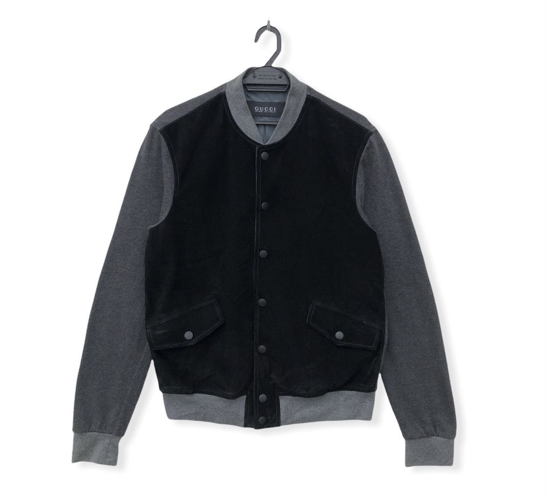 Gucci SUEDE LEATHER FRONT BOMBER BLACK GREY Size US M / EU 48-50 / 2 - 1 Thumbnail
