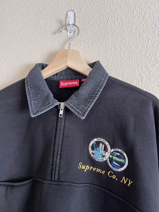 Supreme Supreme New York Denim Collar Half Zip Sweatshirt | Grailed