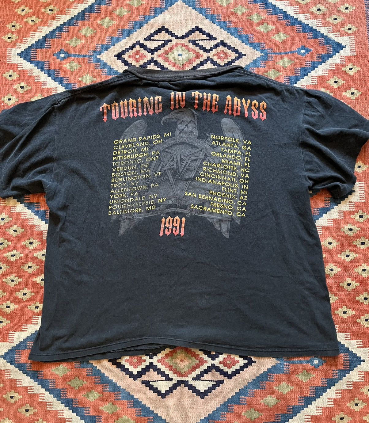 Band Tees Vintage slayer band t shirt tour 1990 THRASHED Size US XL / EU 56 / 4 - 2 Thumbnail