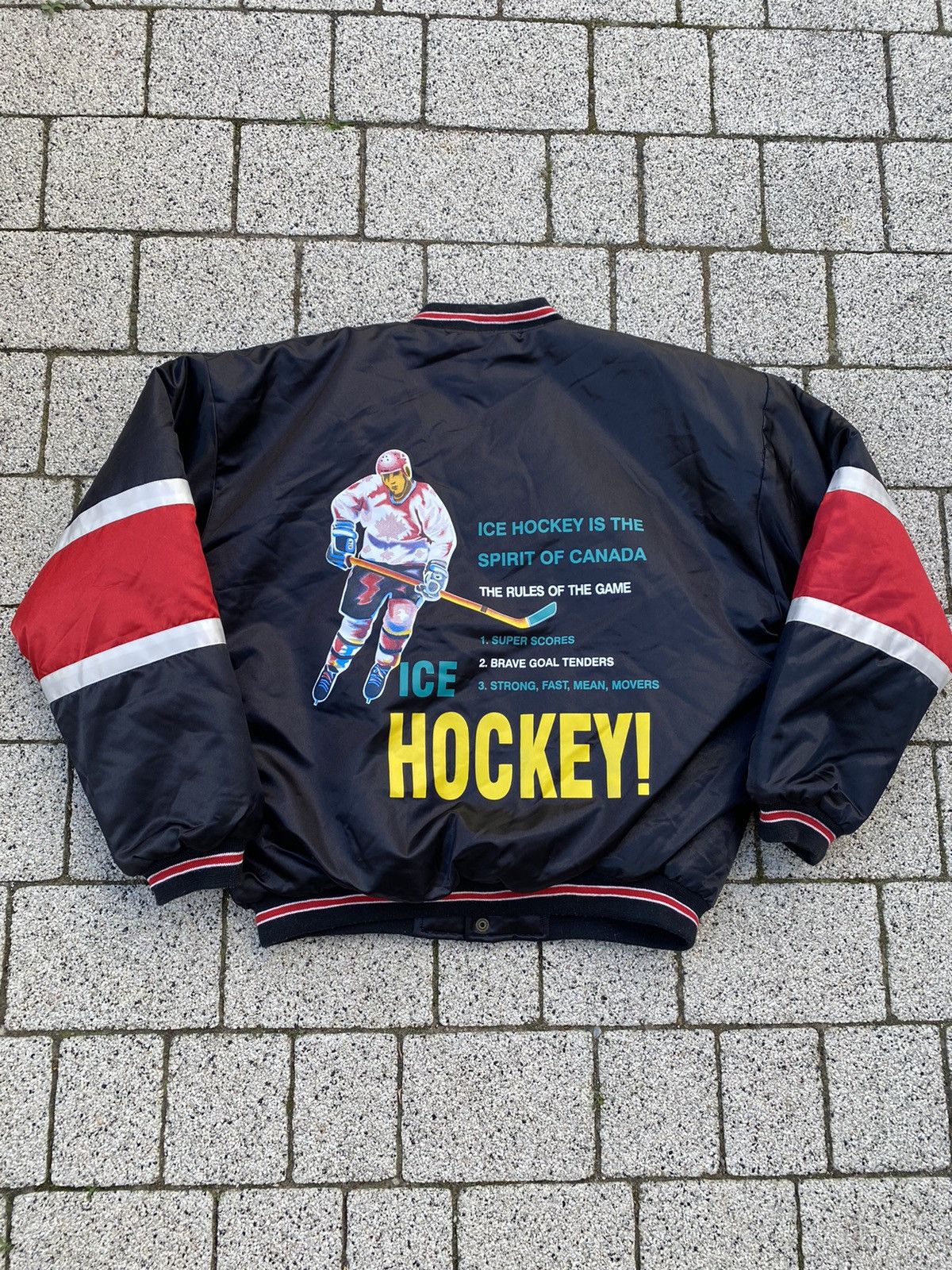 image of Ice Hockey Canada Canadian Sport Bomber Jacket in Black, Men's (Size Medium)