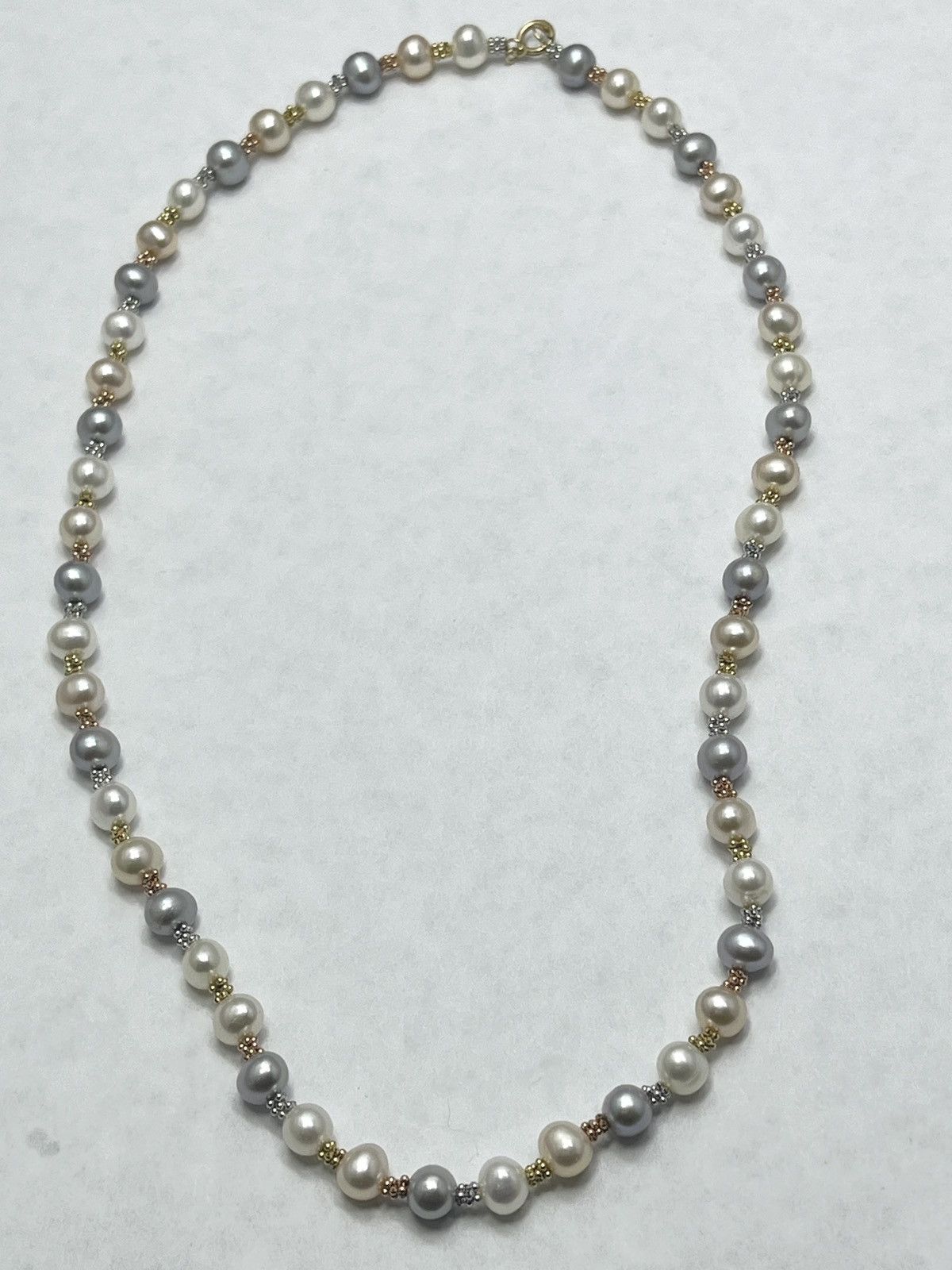 Tricolor Pearl Vintage Estate Beaded Necklace