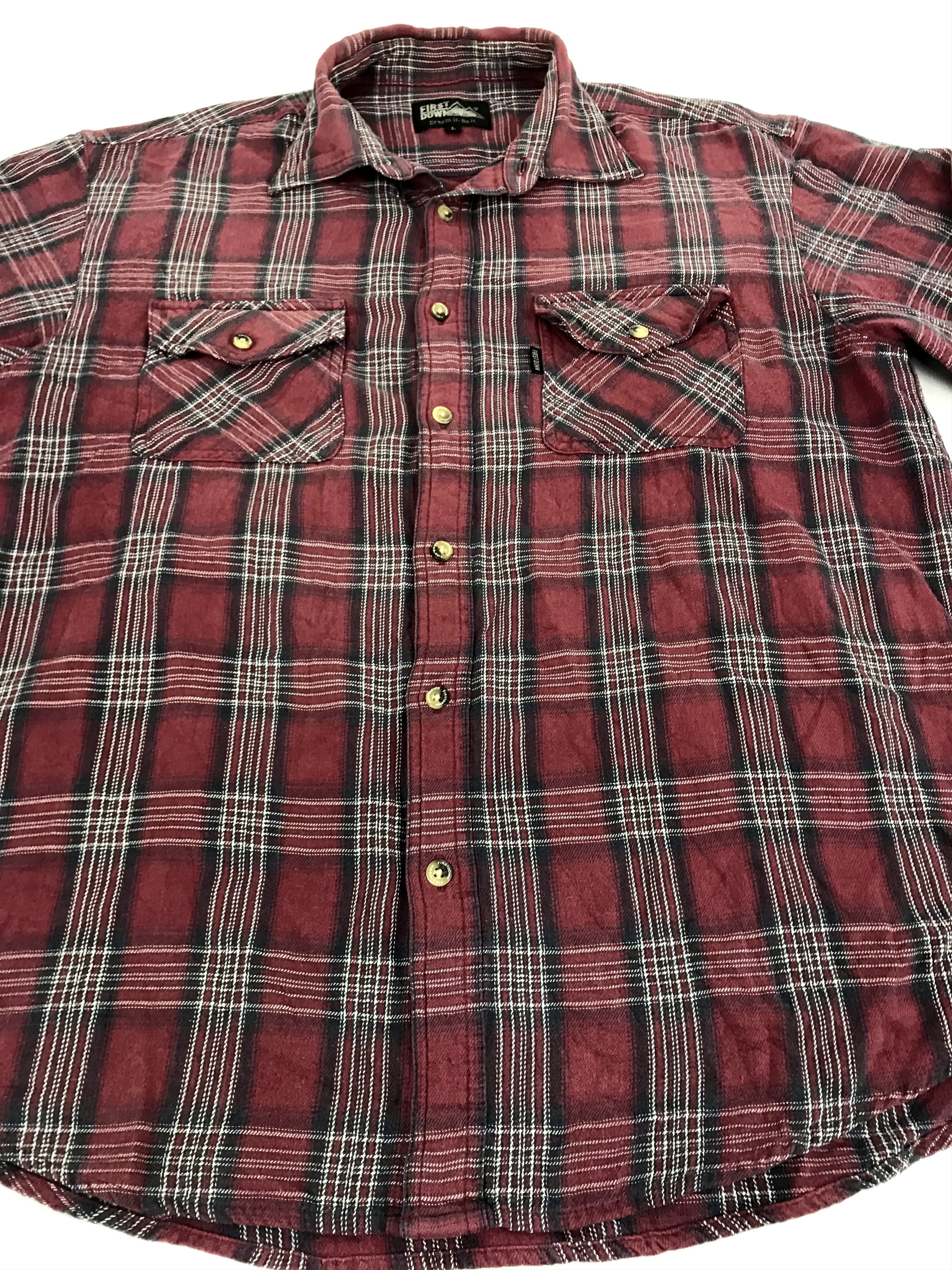 Flannel Vintage First Down Flannel Casual Shirt Double Pockets Size US L / EU 52-54 / 3 - 3 Thumbnail