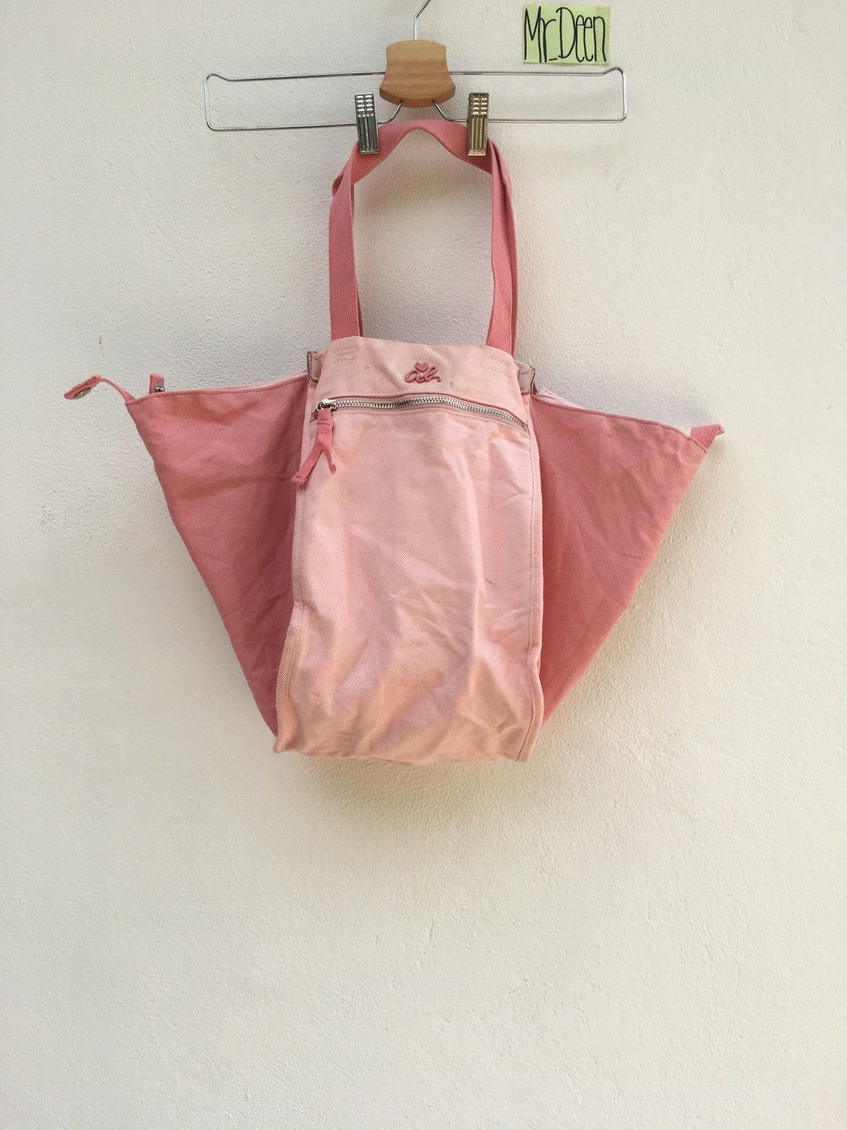 image of Agnes B. Pink Canvas Two-Way Wear Tote Bag, Men's