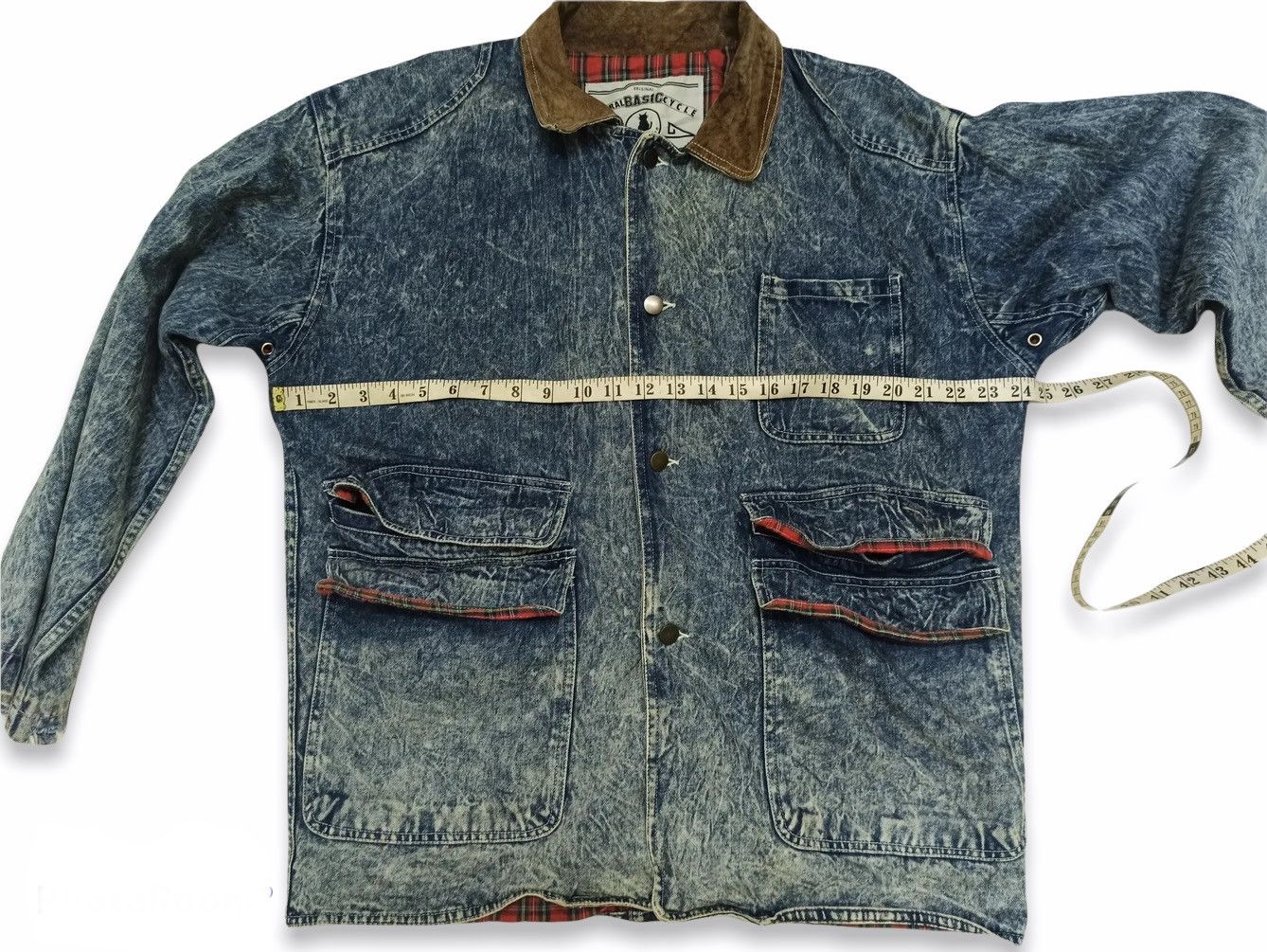 Japanese Brand × Vintage Vintage 90s Yellow Club Distressed Denim Acid Washed Jacket Size US L / EU 52-54 / 3 - 4 Thumbnail