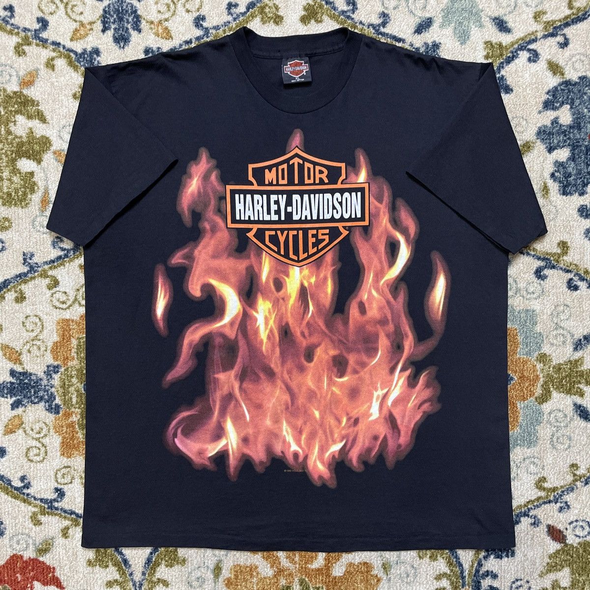 【oan】Flame Harley Short Sleeve T-shirt Harley-Davidson® Men's Flame Skull Short Sleeve T-Shirt