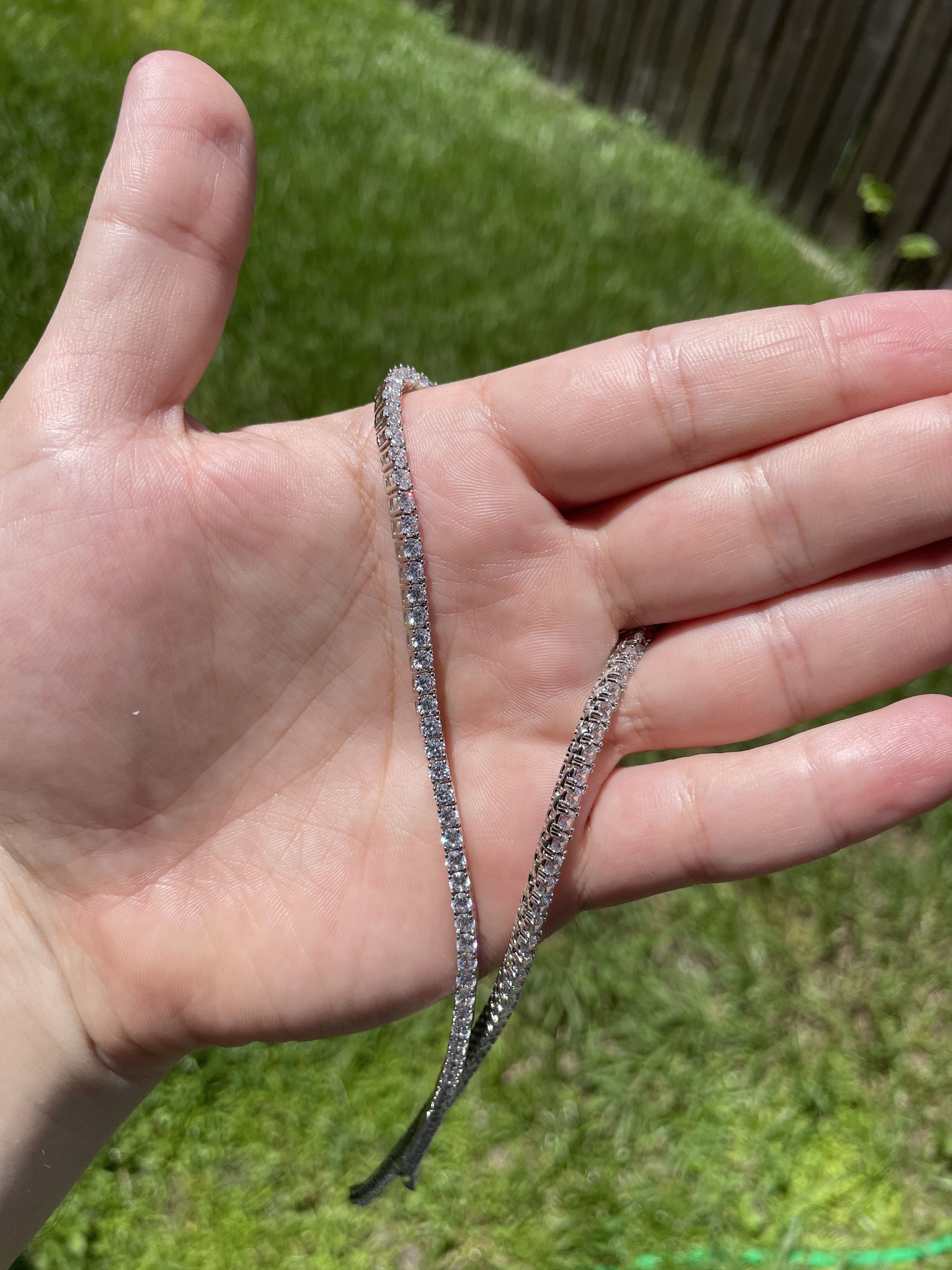Jewelry 925 Sterling silver 18 inch 3mm Tennis chain VVS Lab CZ Size ONE SIZE - 9 Thumbnail
