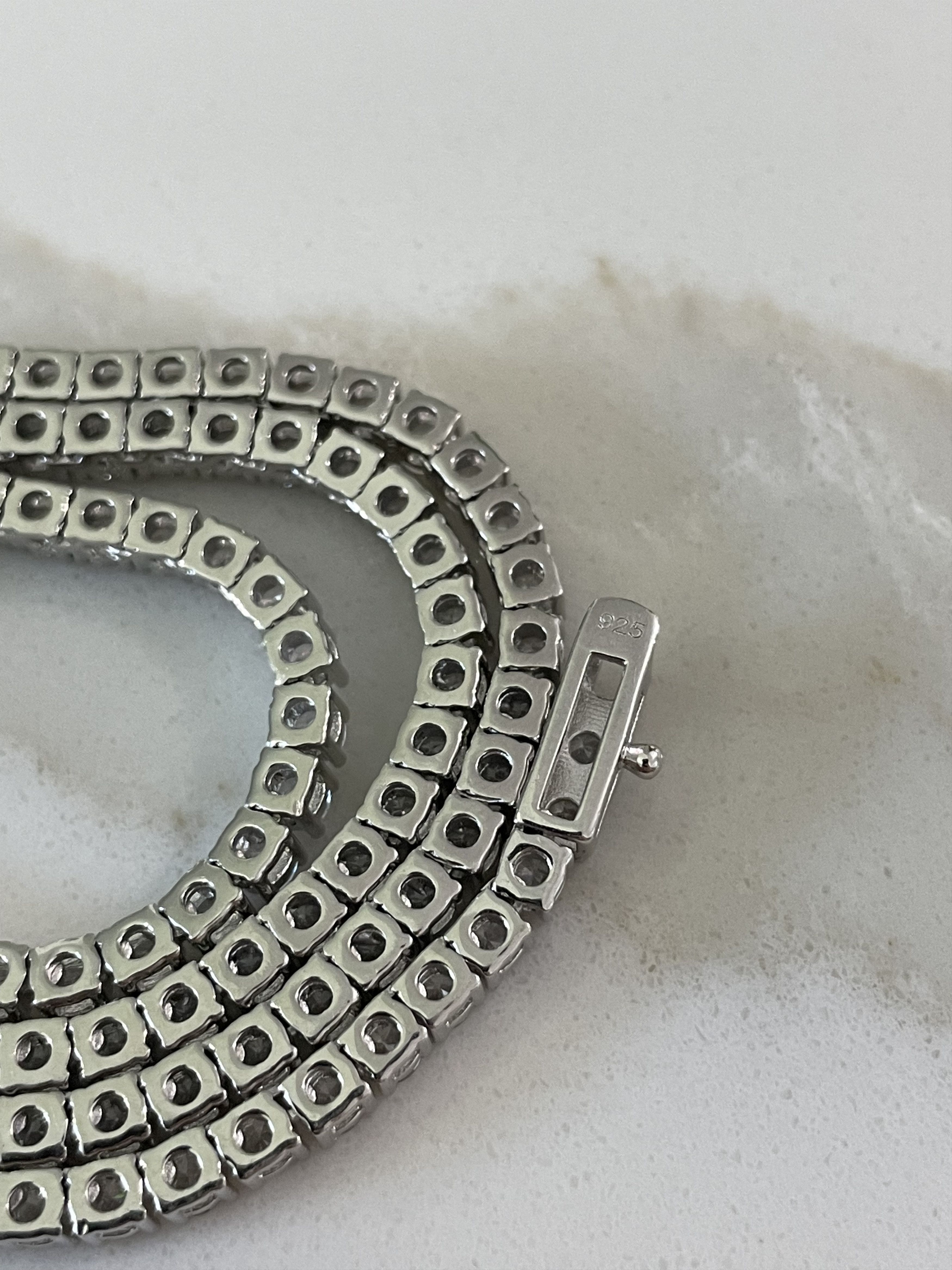 Jewelry 925 Sterling silver 18 inch 3mm Tennis chain VVS Lab CZ Size ONE SIZE - 7 Thumbnail