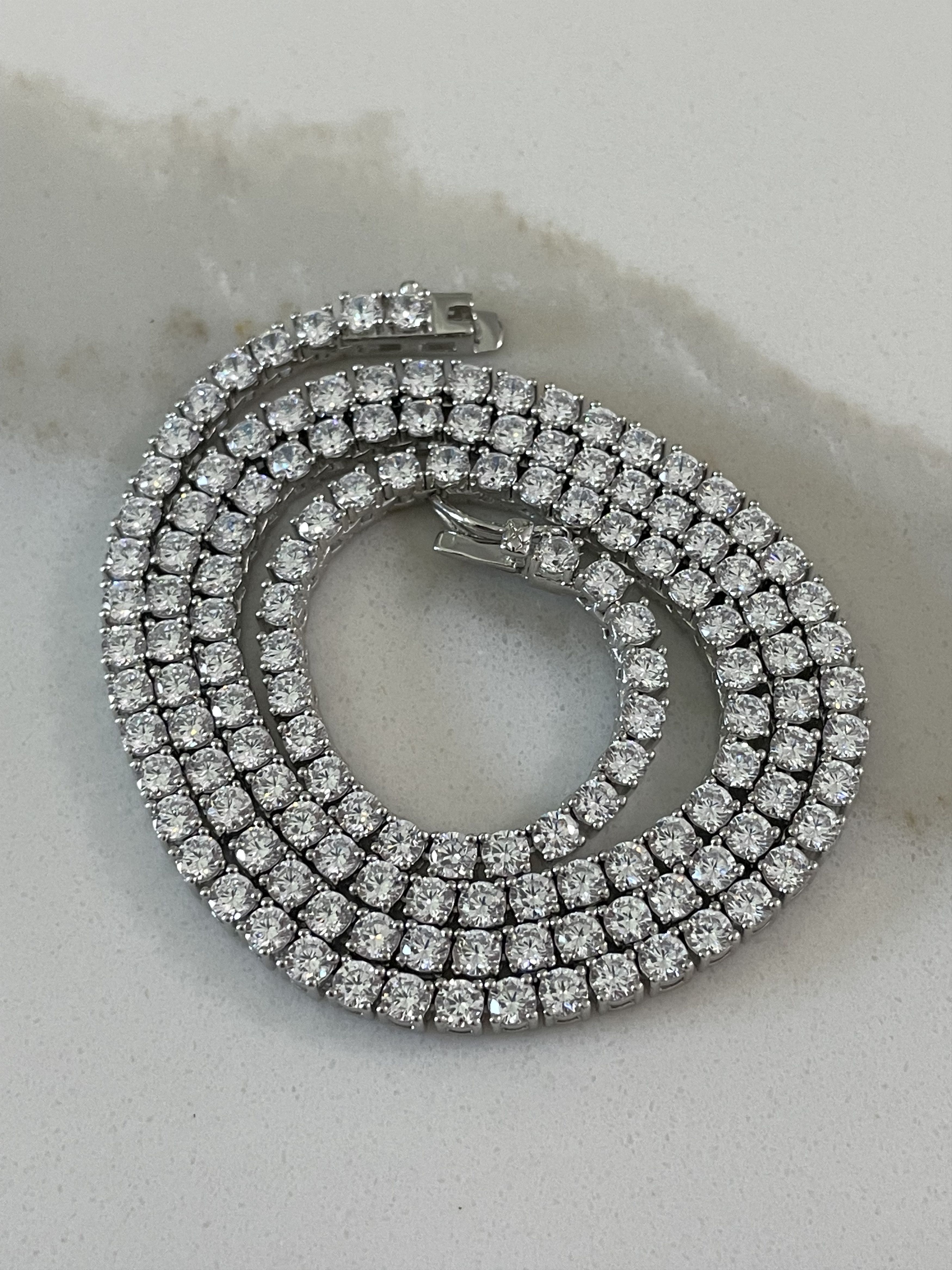 Jewelry 925 Sterling silver 18 inch 3mm Tennis chain VVS Lab CZ Size ONE SIZE - 8 Thumbnail