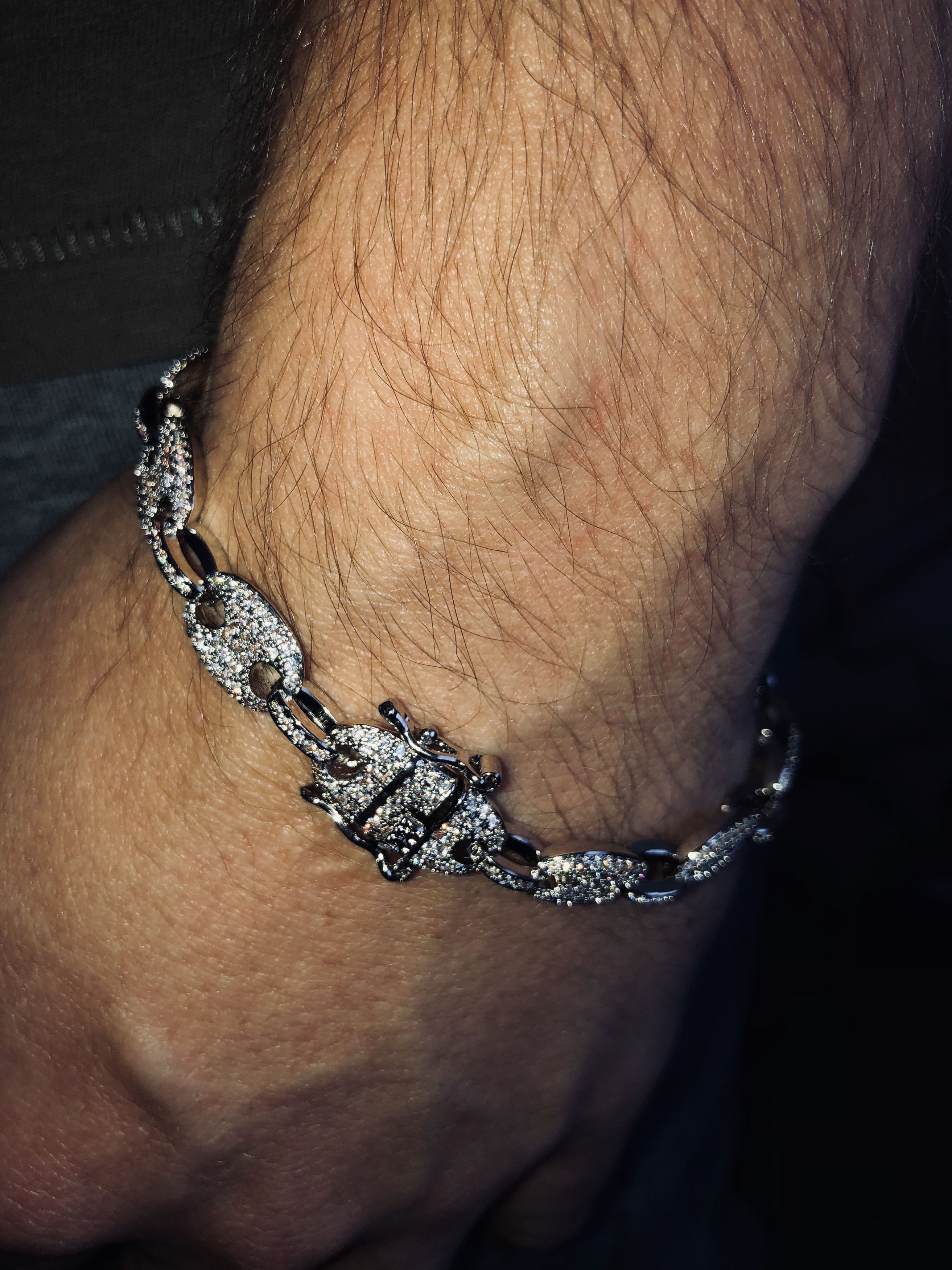 Jewelry 8 inch bracelet 14k white gold anchor link diamond CZ Size ONE SIZE - 6 Thumbnail