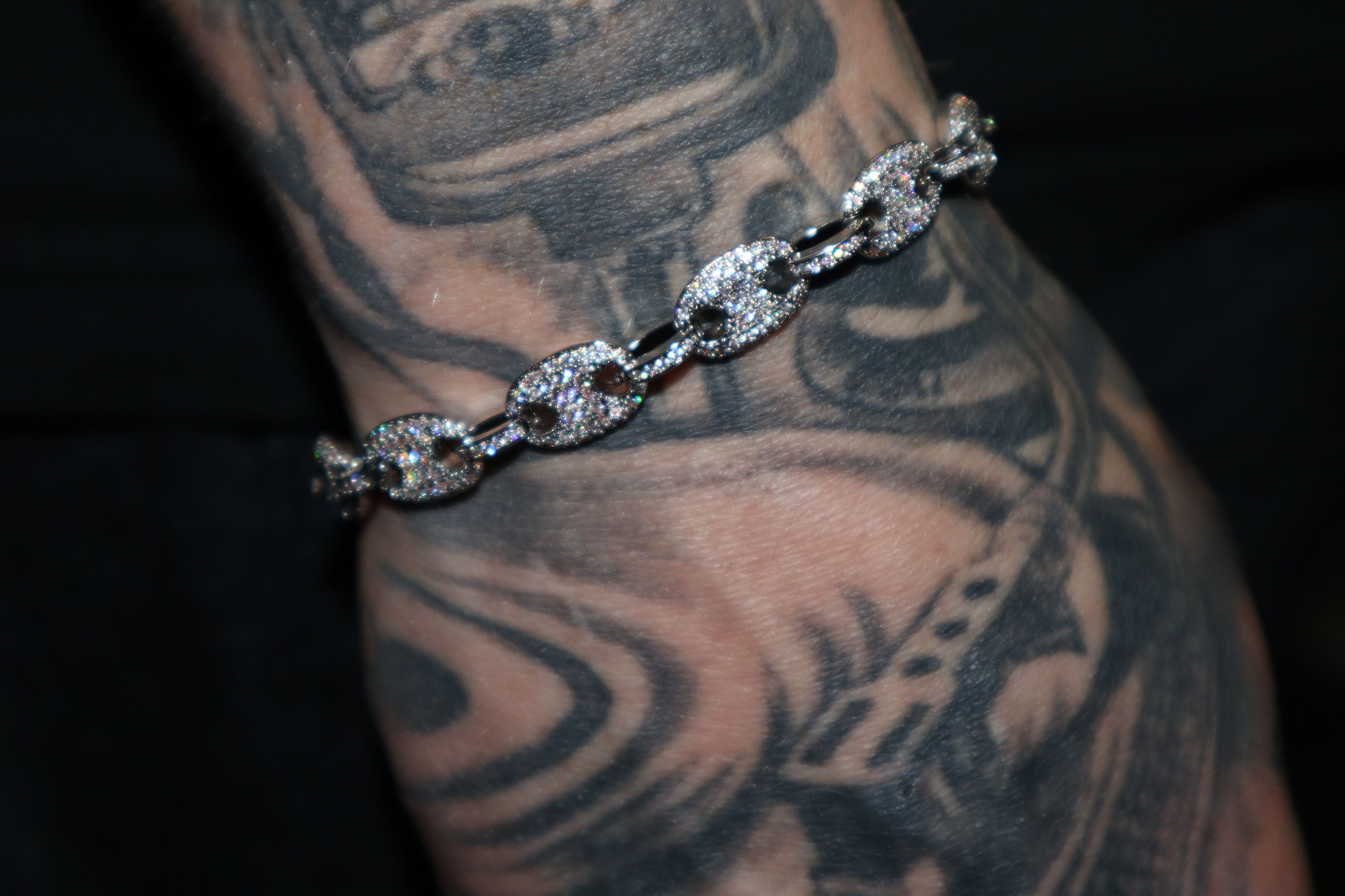 Jewelry 8 inch bracelet 14k white gold anchor link diamond CZ Size ONE SIZE - 1 Thumbnail