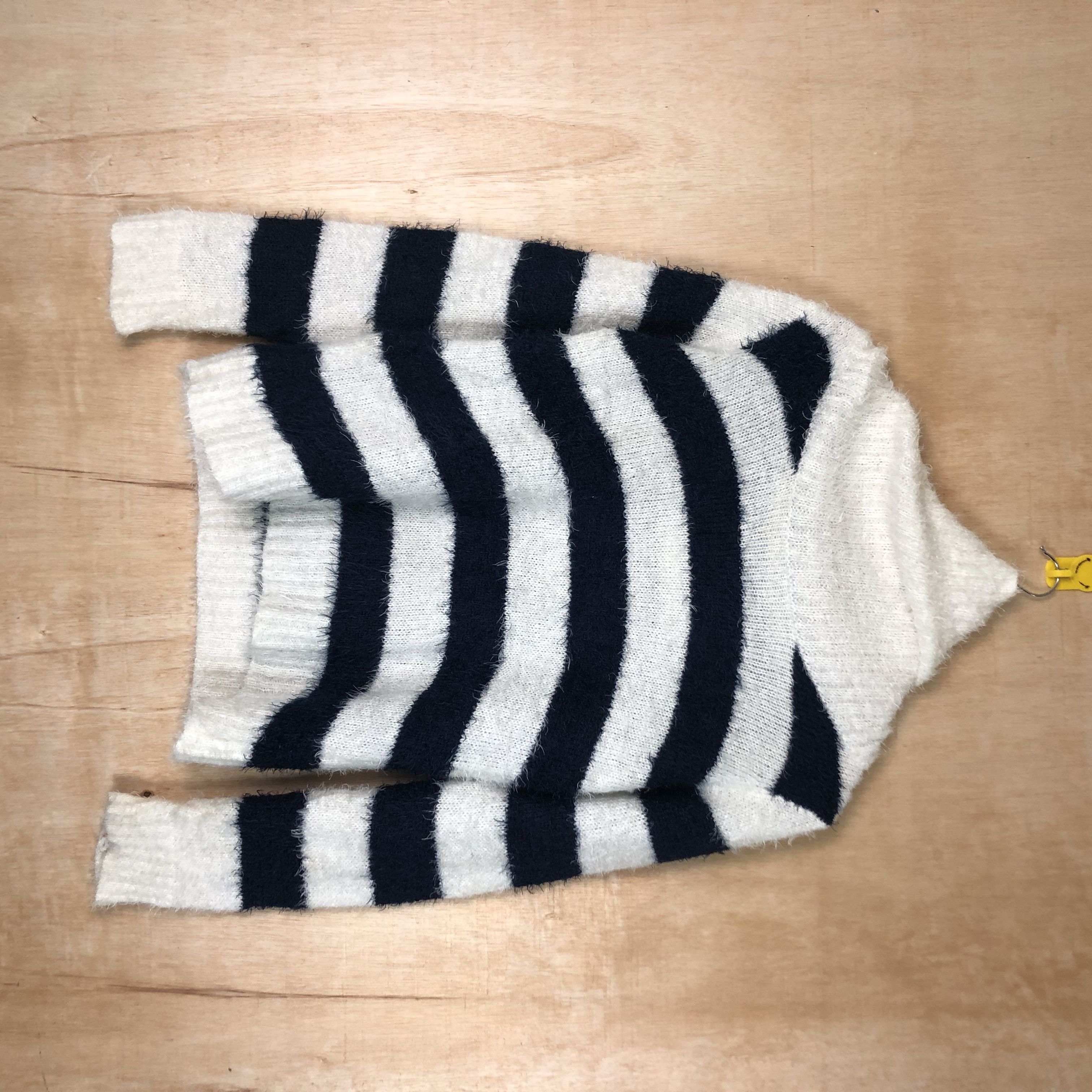 image of Aran Isles Knitwear x Coloured Cable Knit Sweater Leahmatin Stripe Turtleneck Mohair Shaggy Knitwea