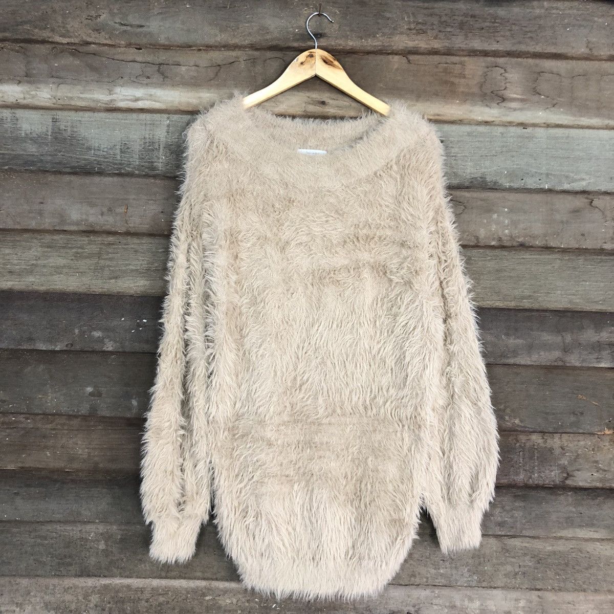 Japanese Brand Jeanasis Brown Mohair Shag Shaggy Knitwear #c1032 Size US XL / EU 56 / 4 - 3 Thumbnail