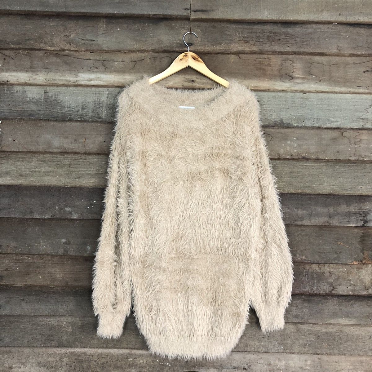Japanese Brand Jeanasis Brown Mohair Shag Shaggy Knitwear #c1032 Size US XL / EU 56 / 4 - 1 Thumbnail