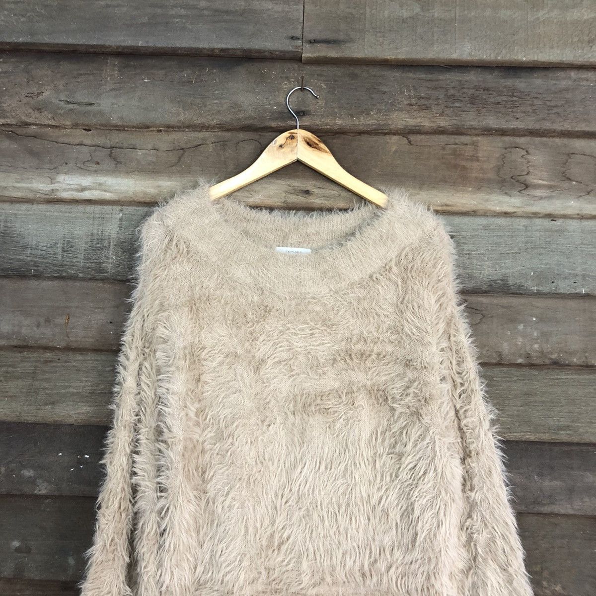 Japanese Brand Jeanasis Brown Mohair Shag Shaggy Knitwear #c1032 Size US XL / EU 56 / 4 - 2 Thumbnail