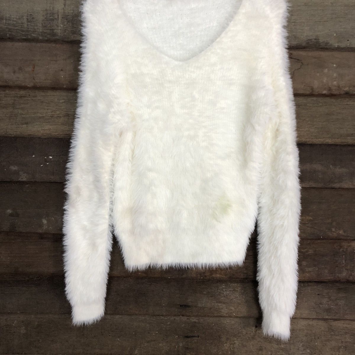 Homespun Knitwear DLL Japan White Mohair fur Shag Shaggy Knitwear #c1043 Size M / US 6-8 / IT 42-44 - 8 Thumbnail