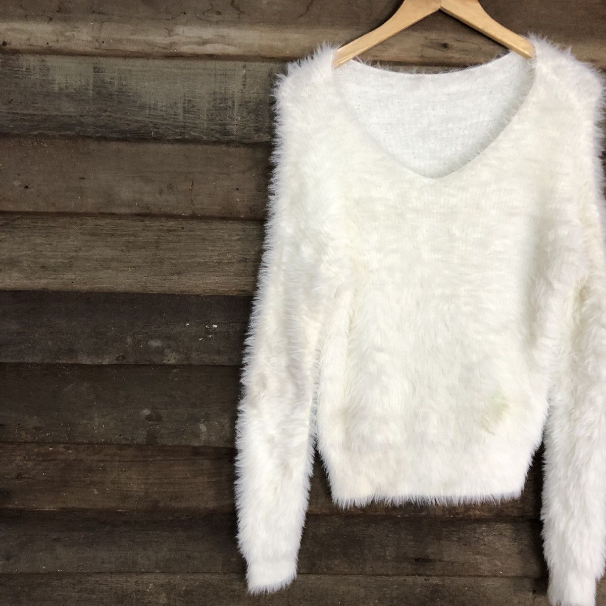 Homespun Knitwear DLL Japan White Mohair fur Shag Shaggy Knitwear #c1043 Size M / US 6-8 / IT 42-44 - 7 Thumbnail