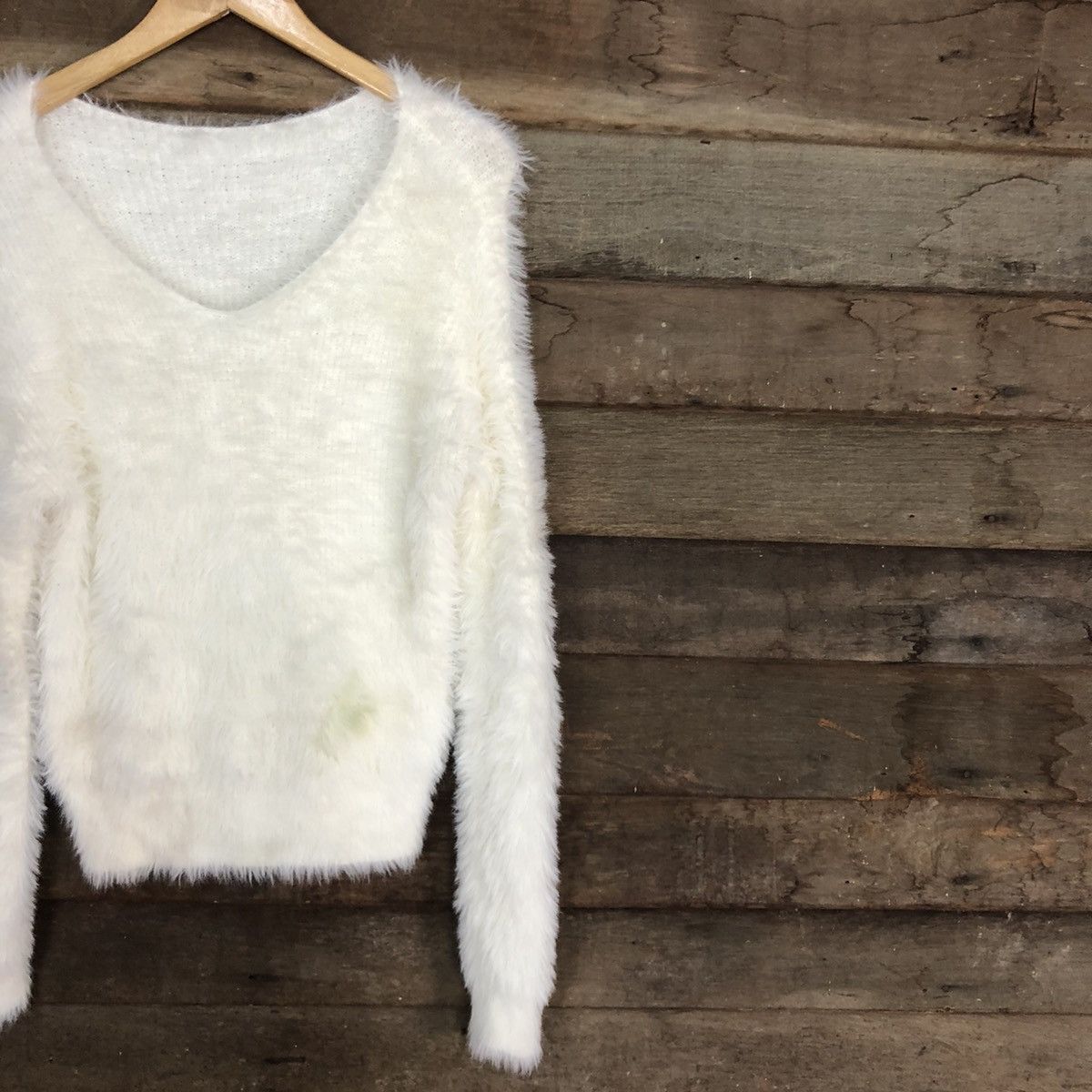 Homespun Knitwear DLL Japan White Mohair fur Shag Shaggy Knitwear #c1043 Size M / US 6-8 / IT 42-44 - 5 Thumbnail