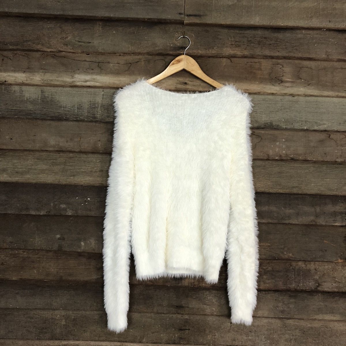 Homespun Knitwear DLL Japan White Mohair fur Shag Shaggy Knitwear #c1043 Size M / US 6-8 / IT 42-44 - 10 Thumbnail