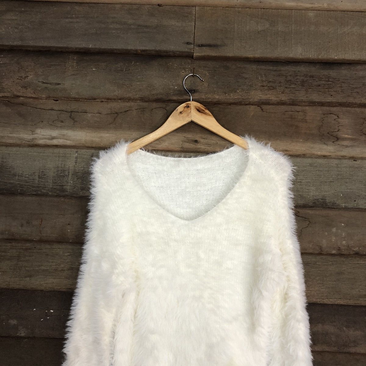 Homespun Knitwear DLL Japan White Mohair fur Shag Shaggy Knitwear #c1043 Size M / US 6-8 / IT 42-44 - 2 Thumbnail