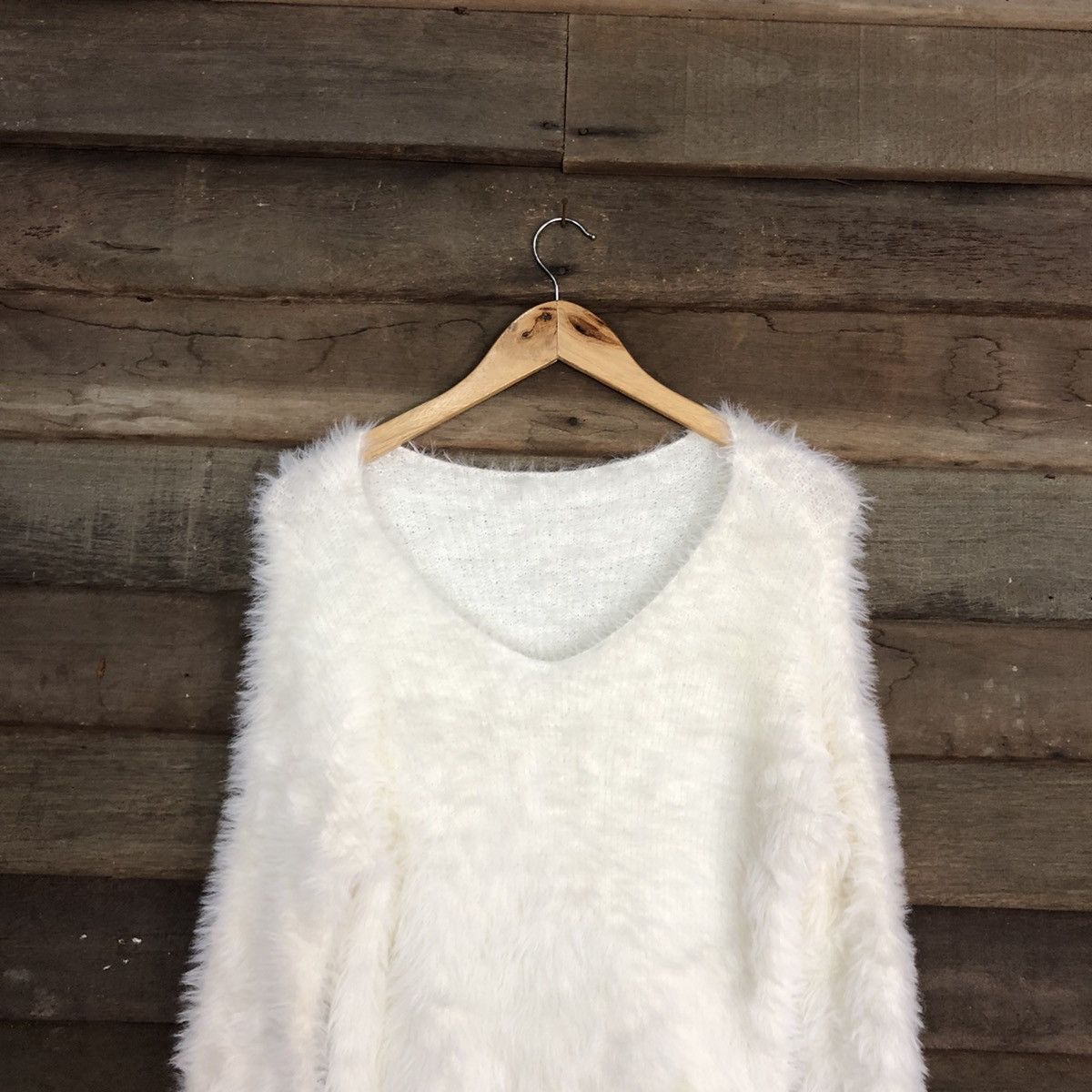 Homespun Knitwear DLL Japan White Mohair fur Shag Shaggy Knitwear #c1043 Size M / US 6-8 / IT 42-44 - 9 Thumbnail