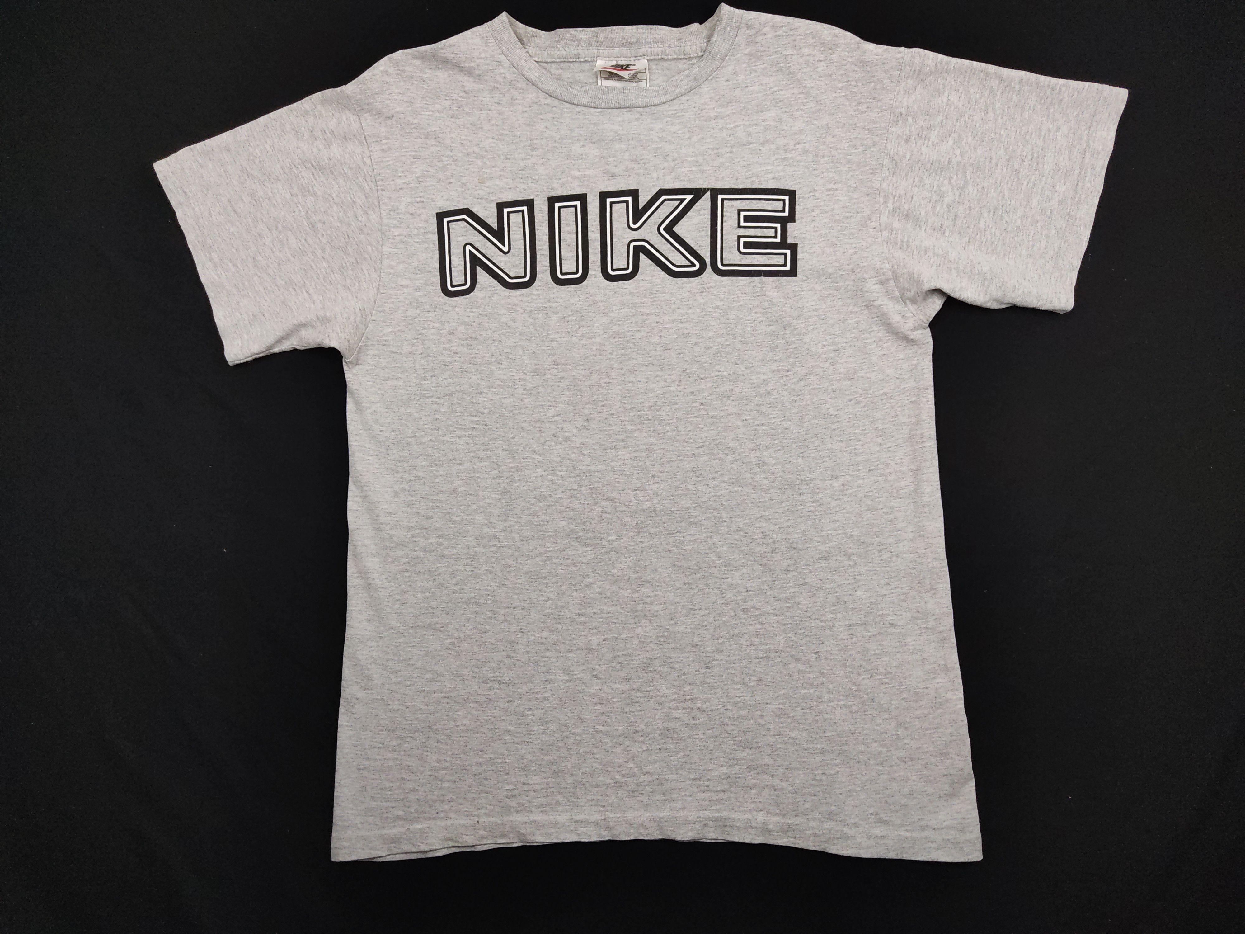 image of Made In USA x Nike Vintage 90's Nike Swoosh Big Logo 1 Usa Spell Out Athletic in Grey (Size Medium)