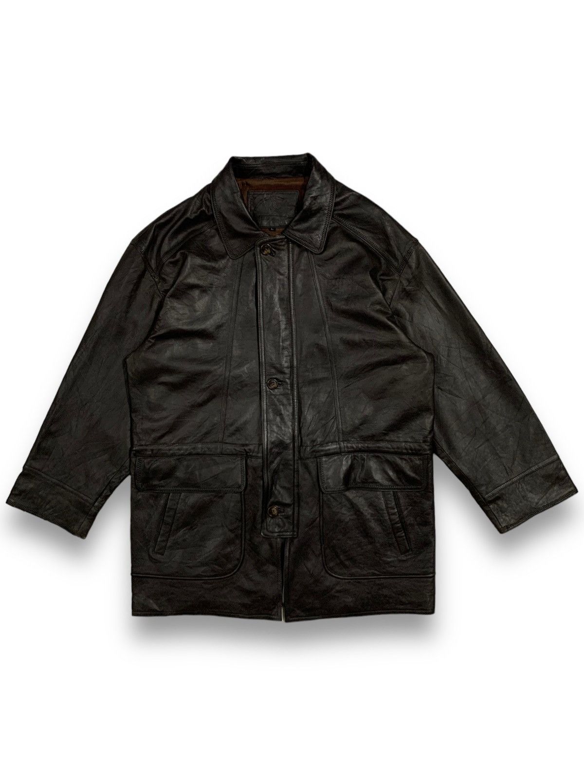 image of Genuine Leather x Sheepskin Coat Vintage Japanese Jack Mighty Sheepskin Leather Jacket in Black (Si