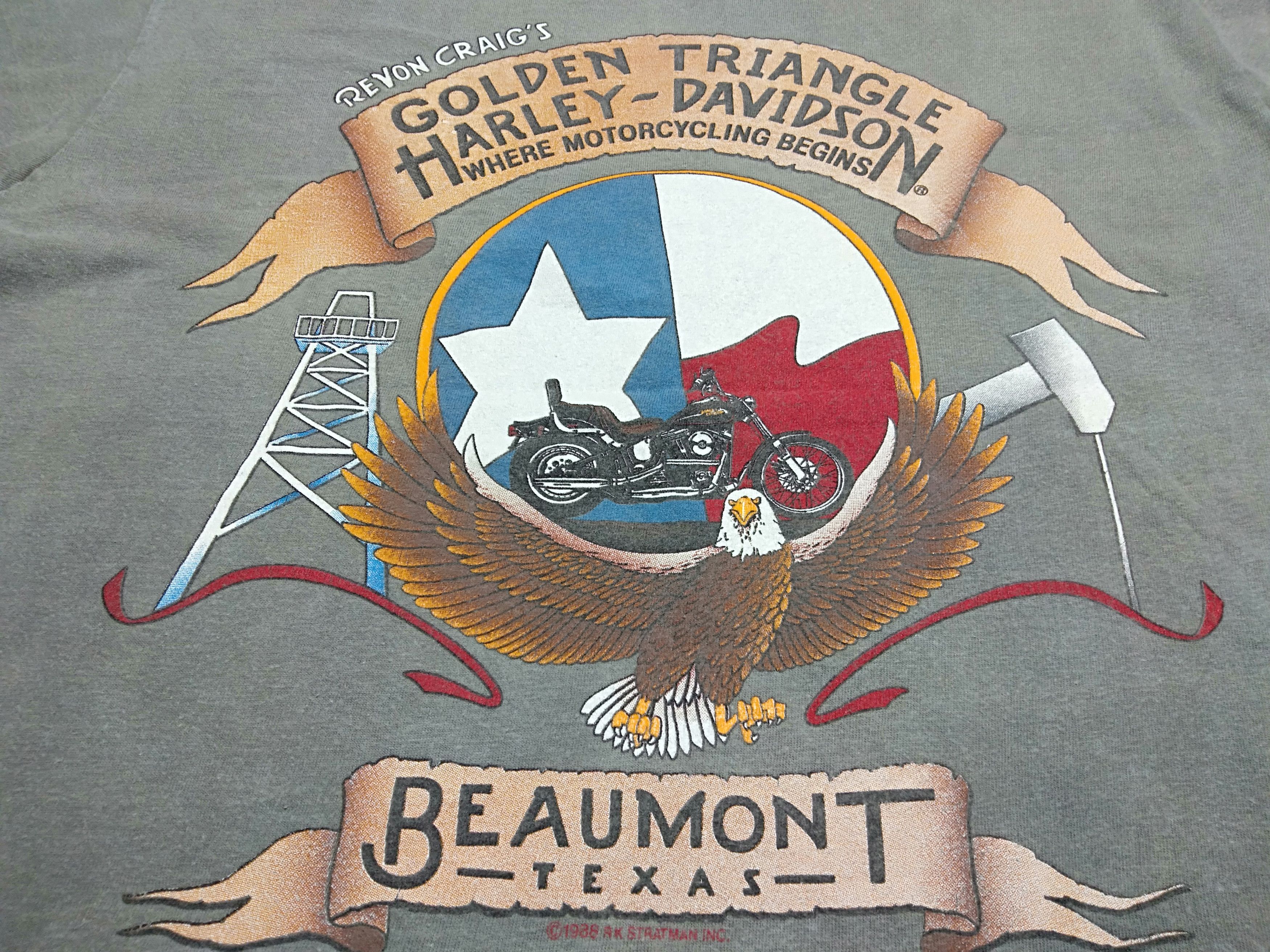 Hanes × Harley Davidson × Vintage Vintage 80s 1988 Harley Davidson Golden Triangle Beaumont Size US M / EU 48-50 / 2 - 2 Thumbnail