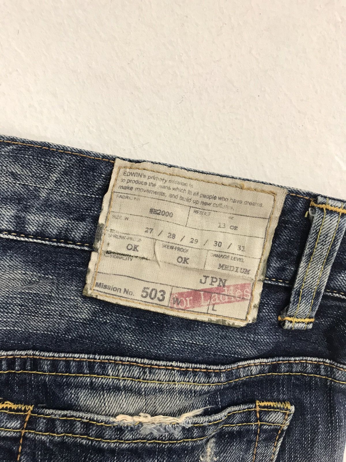 Edwin × Vintage Vintage Edwin Lot 503 Ladies Boot Cut Style Distressed Denim Size US 31 - 5 Thumbnail