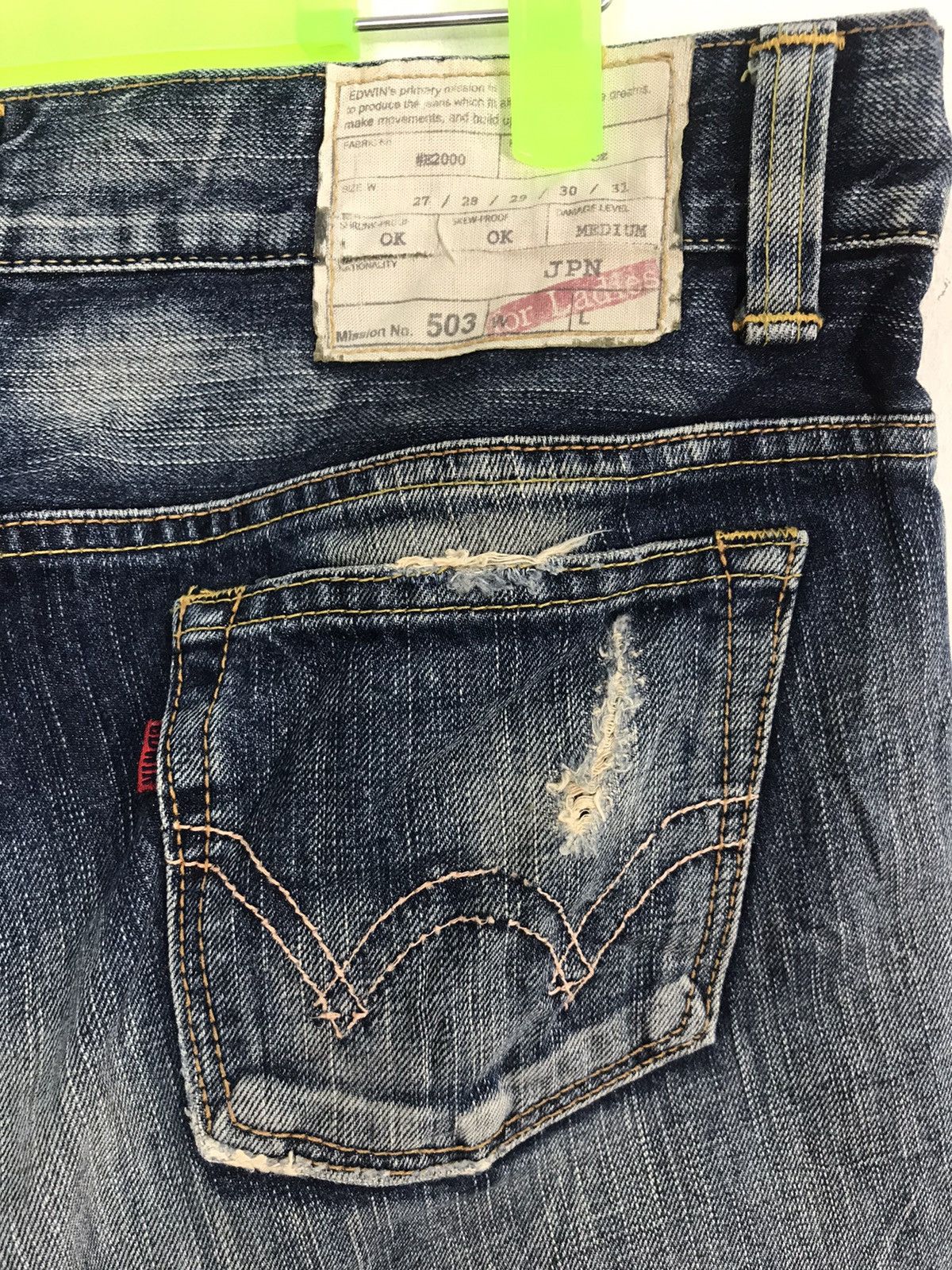 Edwin × Vintage Vintage Edwin Lot 503 Ladies Boot Cut Style Distressed Denim Size US 31 - 4 Thumbnail