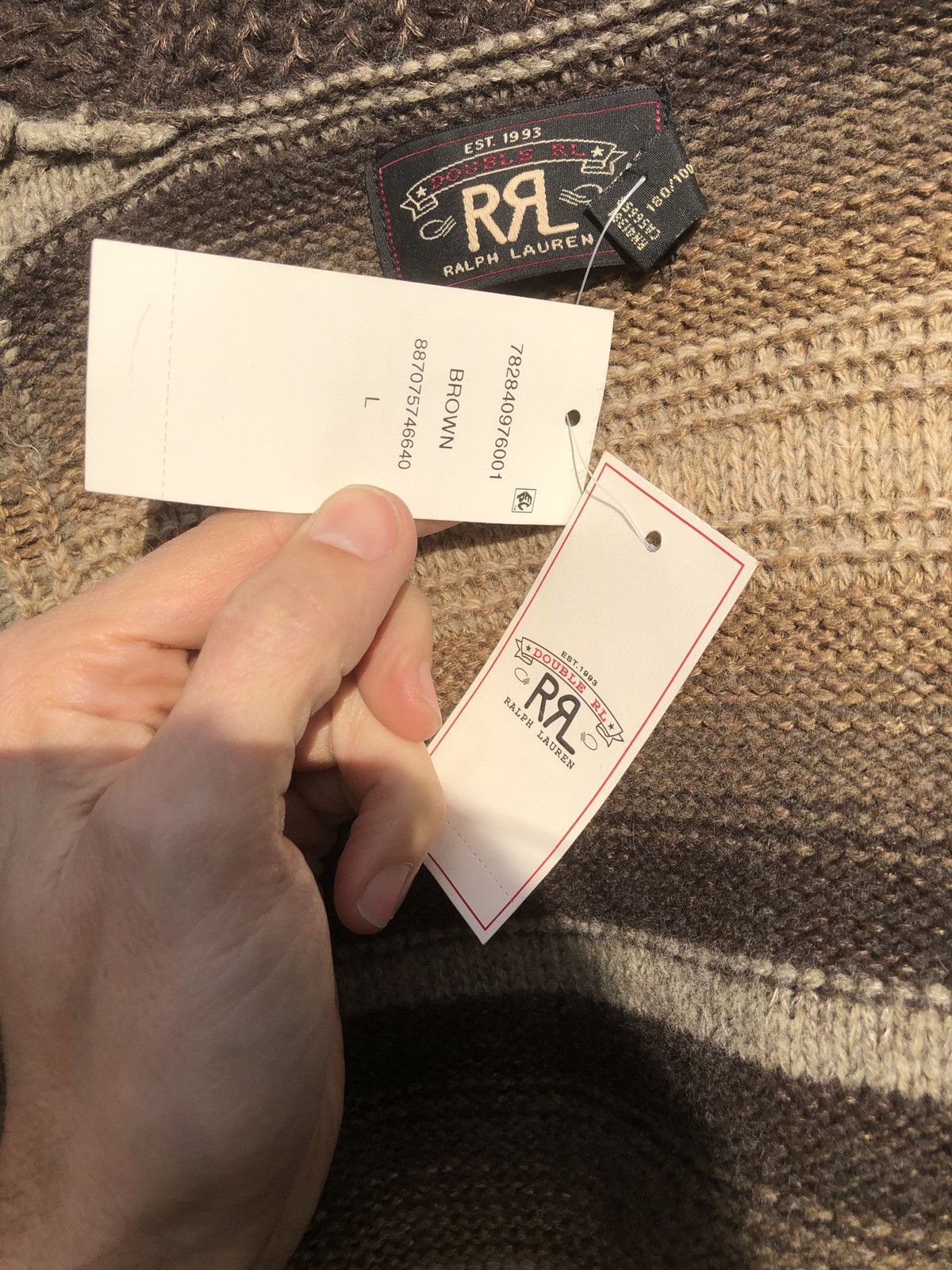 RRL Ralph Lauren NWT RRL Ranch Shawl Cardigan Multicolor Hand Knit Double RL Size US L / EU 52-54 / 3 - 5 Thumbnail