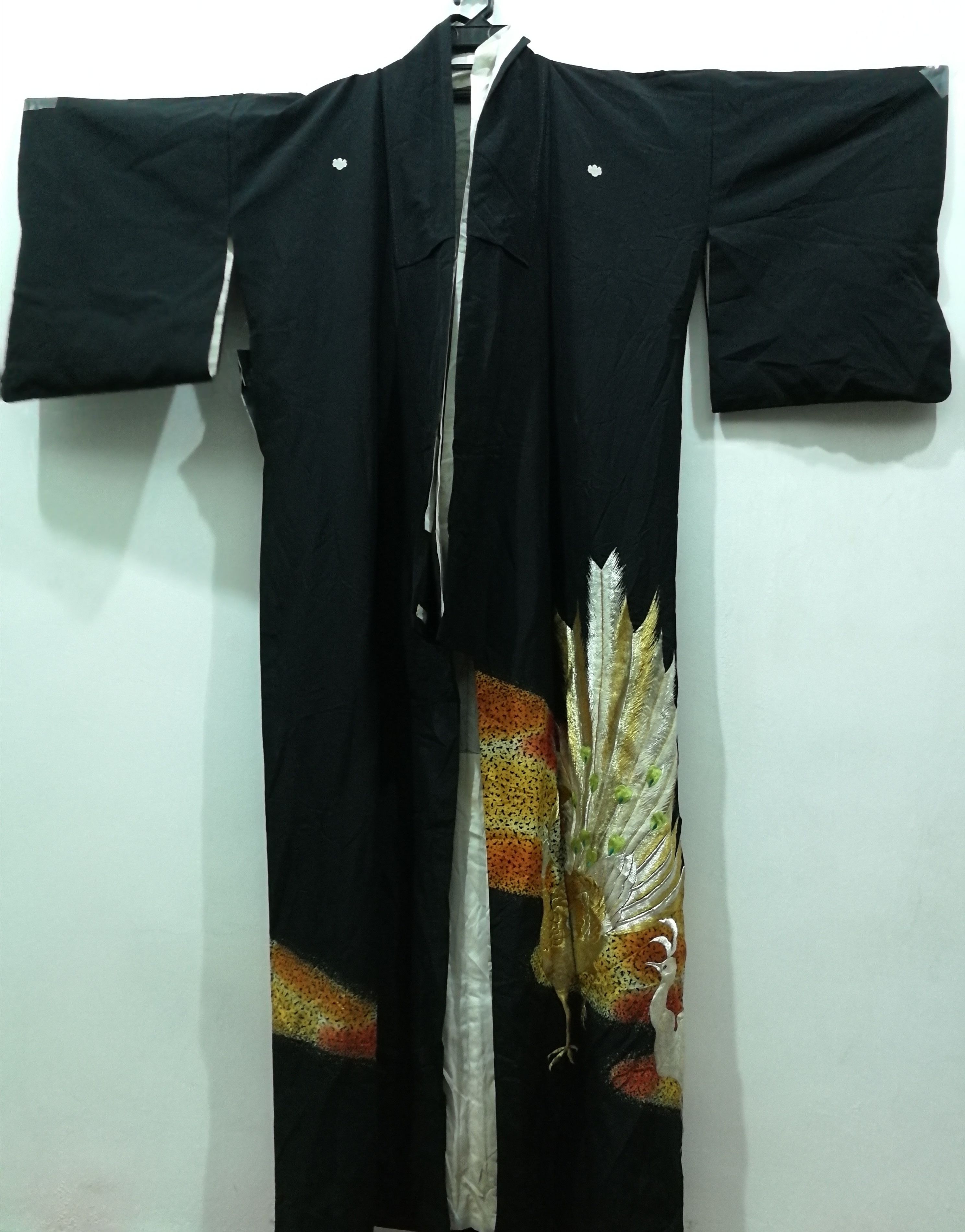 Japanese Brand Very Rare Kimono Crane Bird Embroidery Haori Yukata Komon Size US XL / EU 56 / 4 - 1 Thumbnail