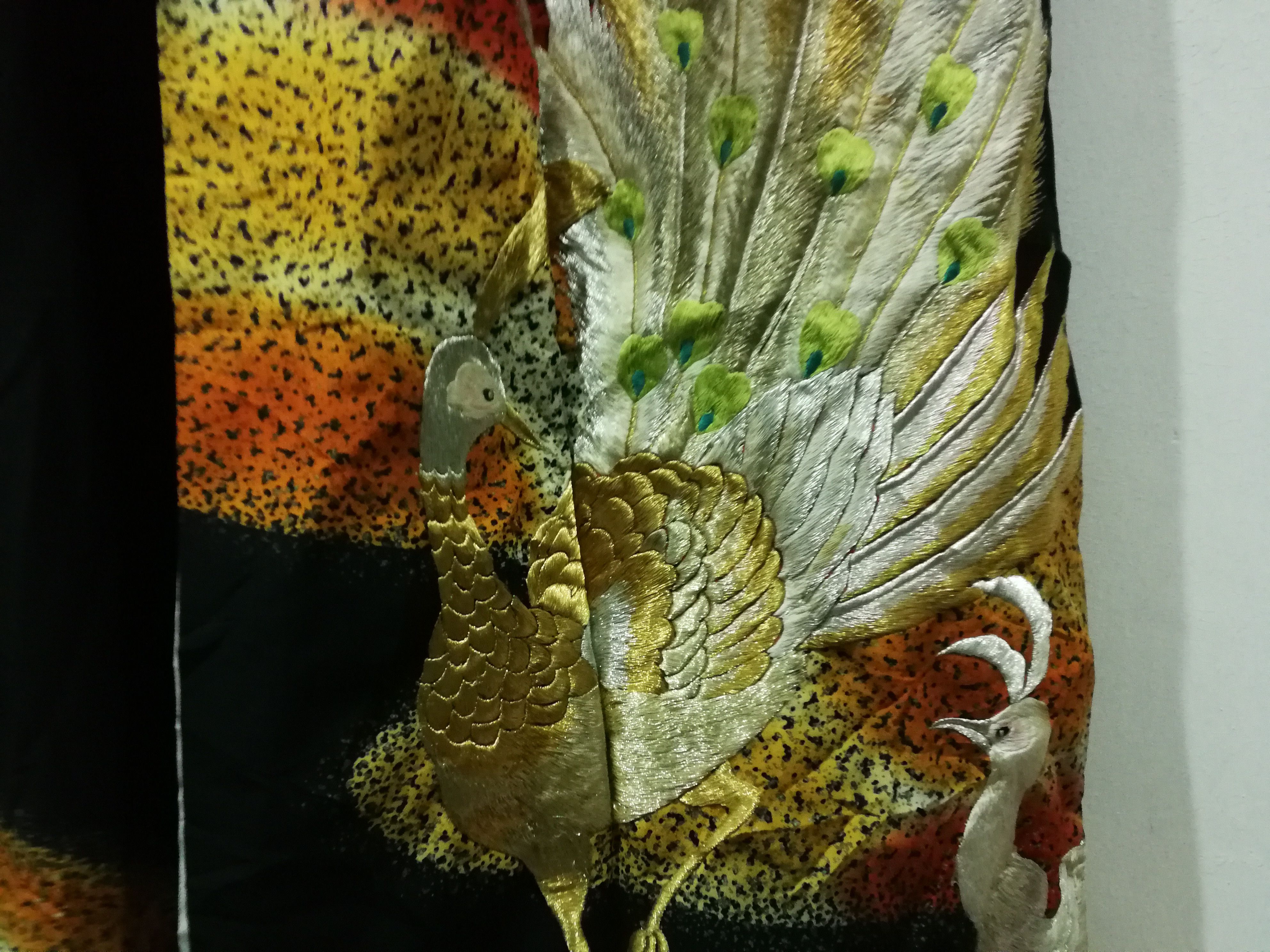Japanese Brand Very Rare Kimono Crane Bird Embroidery Haori Yukata Komon Size US XL / EU 56 / 4 - 4 Thumbnail
