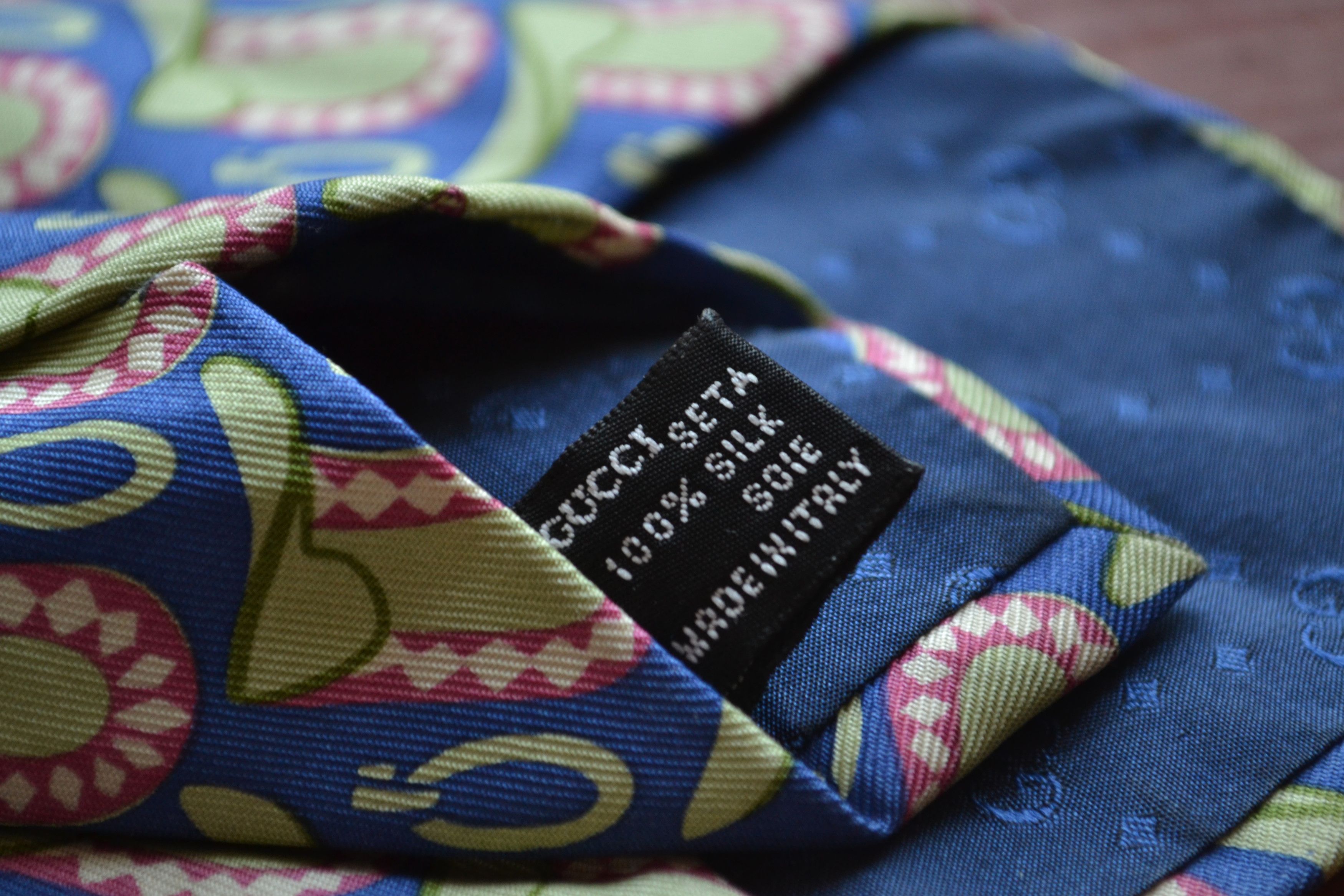 Gucci GUCCI Tie Silk Logo Green Blue Horse 90s GG Size ONE SIZE - 4 Thumbnail