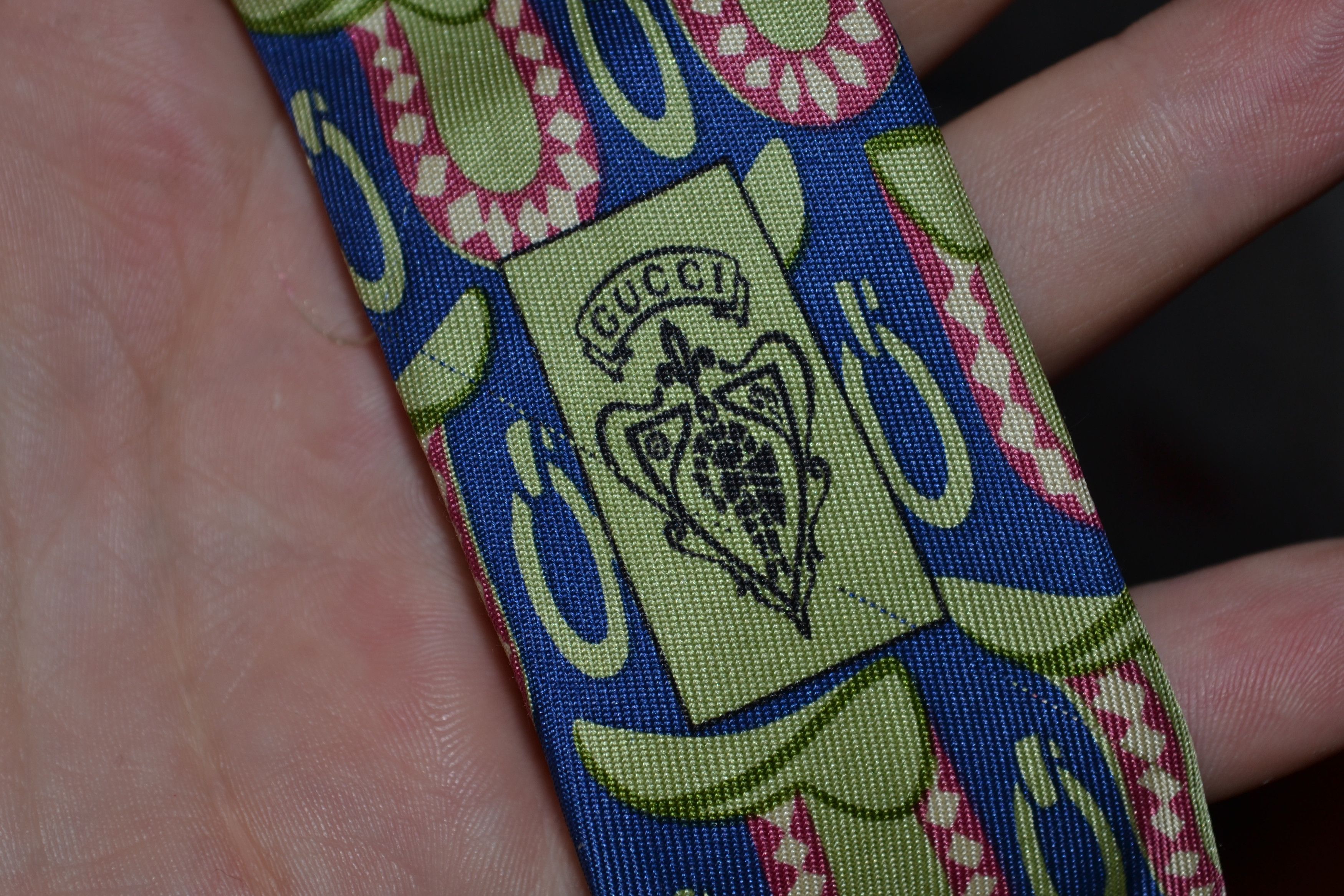 Gucci GUCCI Tie Silk Logo Green Blue Horse 90s GG Size ONE SIZE - 6 Thumbnail