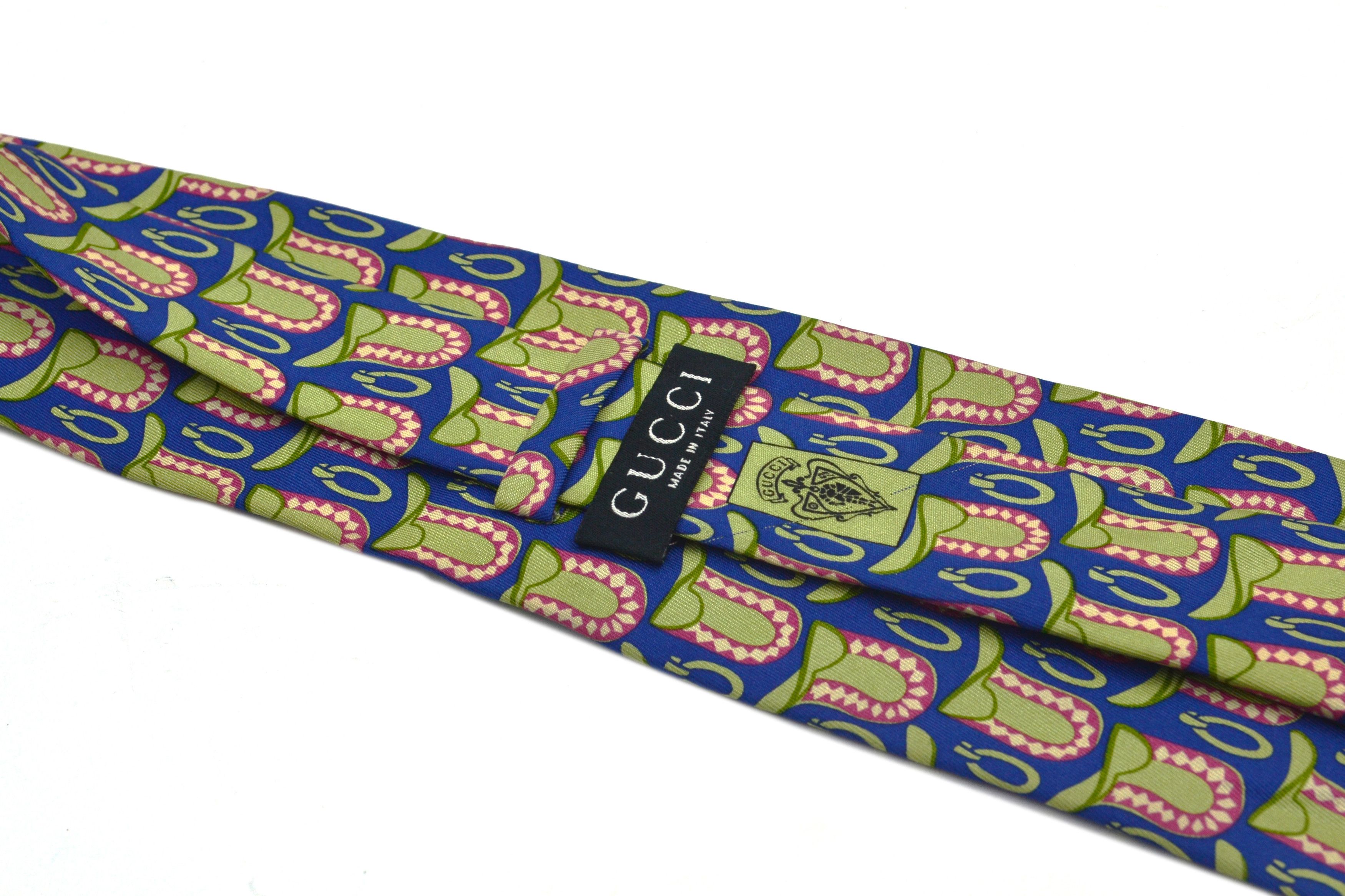gucci-tom-ford-vintage-gucci-tie-silk-logo-green-blue-horse-90s-gg