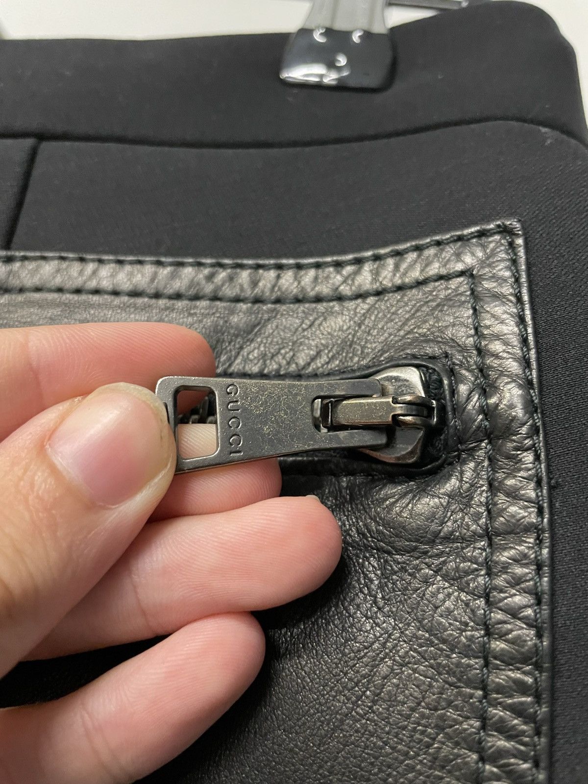Gucci × Tom Ford FW2001 Tom Ford zipper runway leather wool pants archive Size 28" / US 6 / IT 42 - 18 Thumbnail