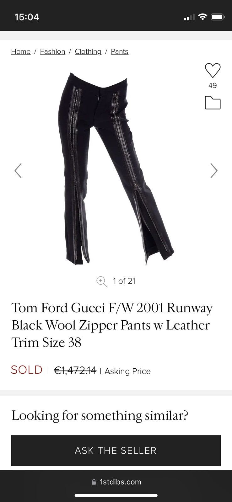 Gucci × Tom Ford FW2001 Tom Ford zipper runway leather wool pants archive Size 28" / US 6 / IT 42 - 10 Thumbnail