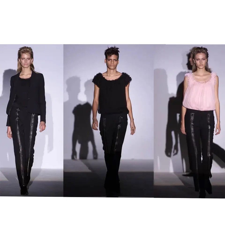 Gucci × Tom Ford FW2001 Tom Ford zipper runway leather wool pants archive Size 28" / US 6 / IT 42 - 4 Thumbnail