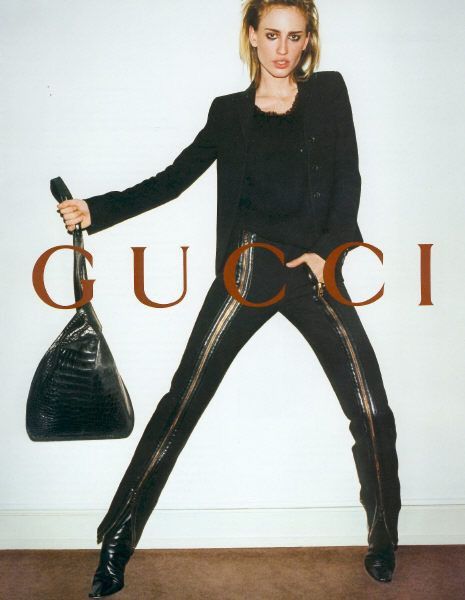 image of Gucci x Tom Ford Fw2001 Tom Ford Zipper Runway Leather Wool Pants Archive in Black, Women's (Size 2