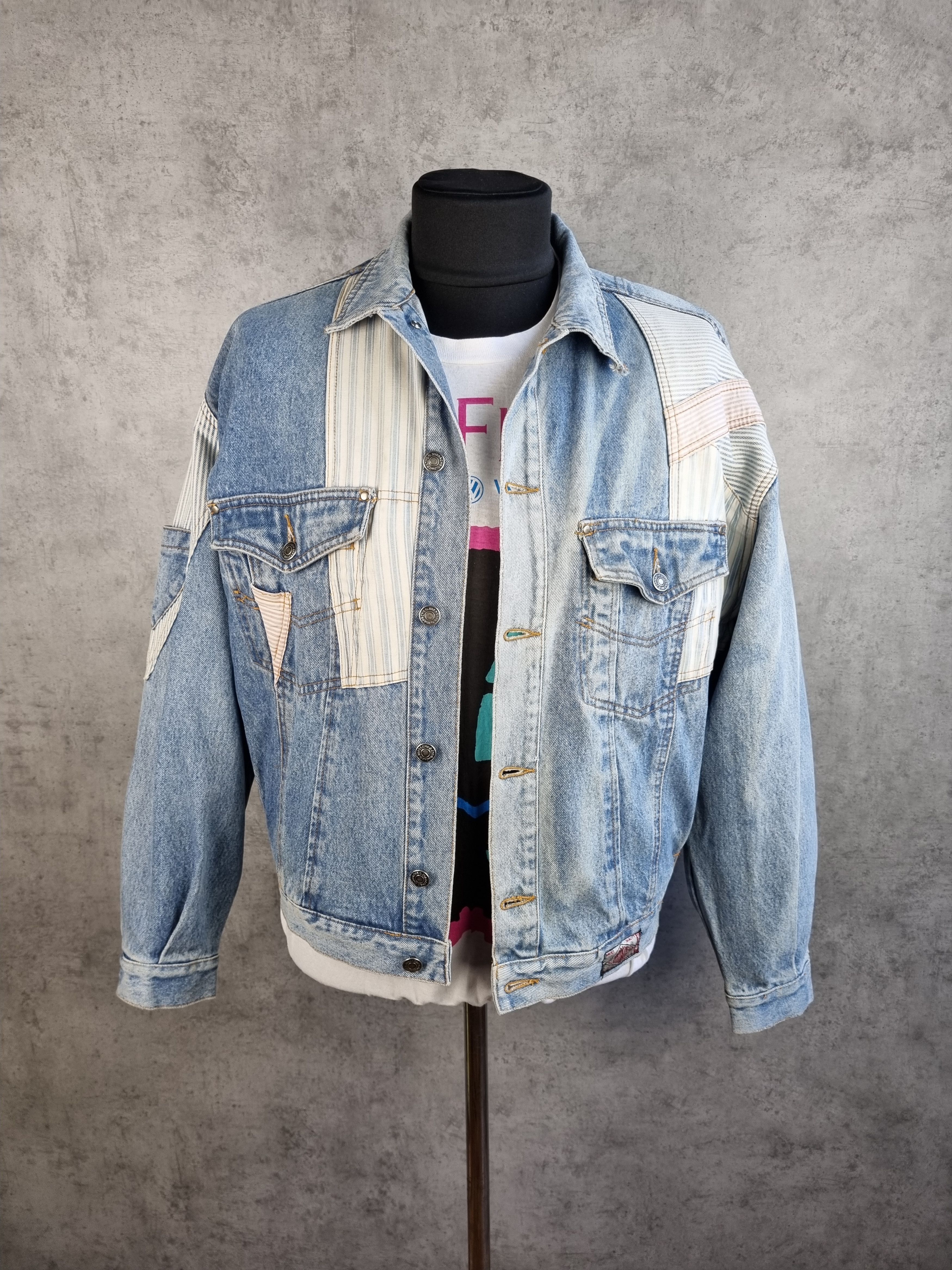 Japanese Brand × Jordache Rare 90s JORDACHE Patchwork Denim Multi pockets Jacket Size US M / EU 48-50 / 2 - 1 Thumbnail