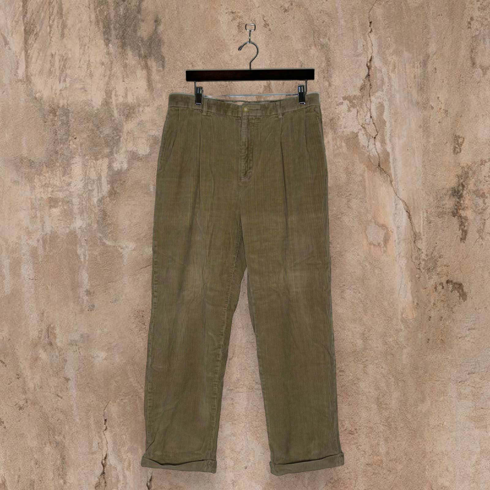 Vintage Vintage Nautica Corduroy Pants Tan Pleated Baggy Fit Y2K Size US 34 / EU 50 - 3 Thumbnail