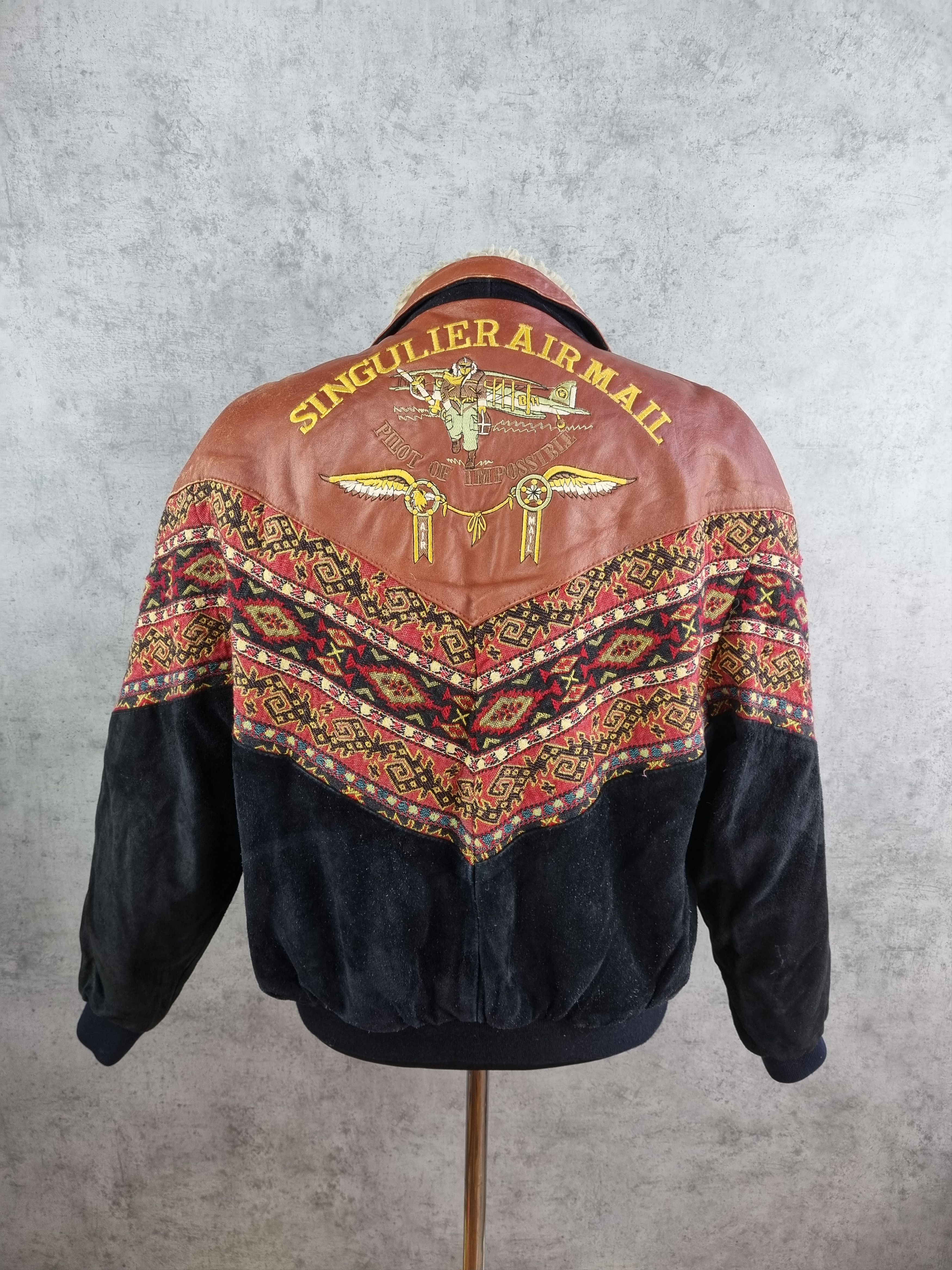 Aztech Mountain × Vintage 80s Aztec Suede Leather Bomber Aviator AIRMAIL Jacket Size US M / EU 48-50 / 2 - 5 Thumbnail