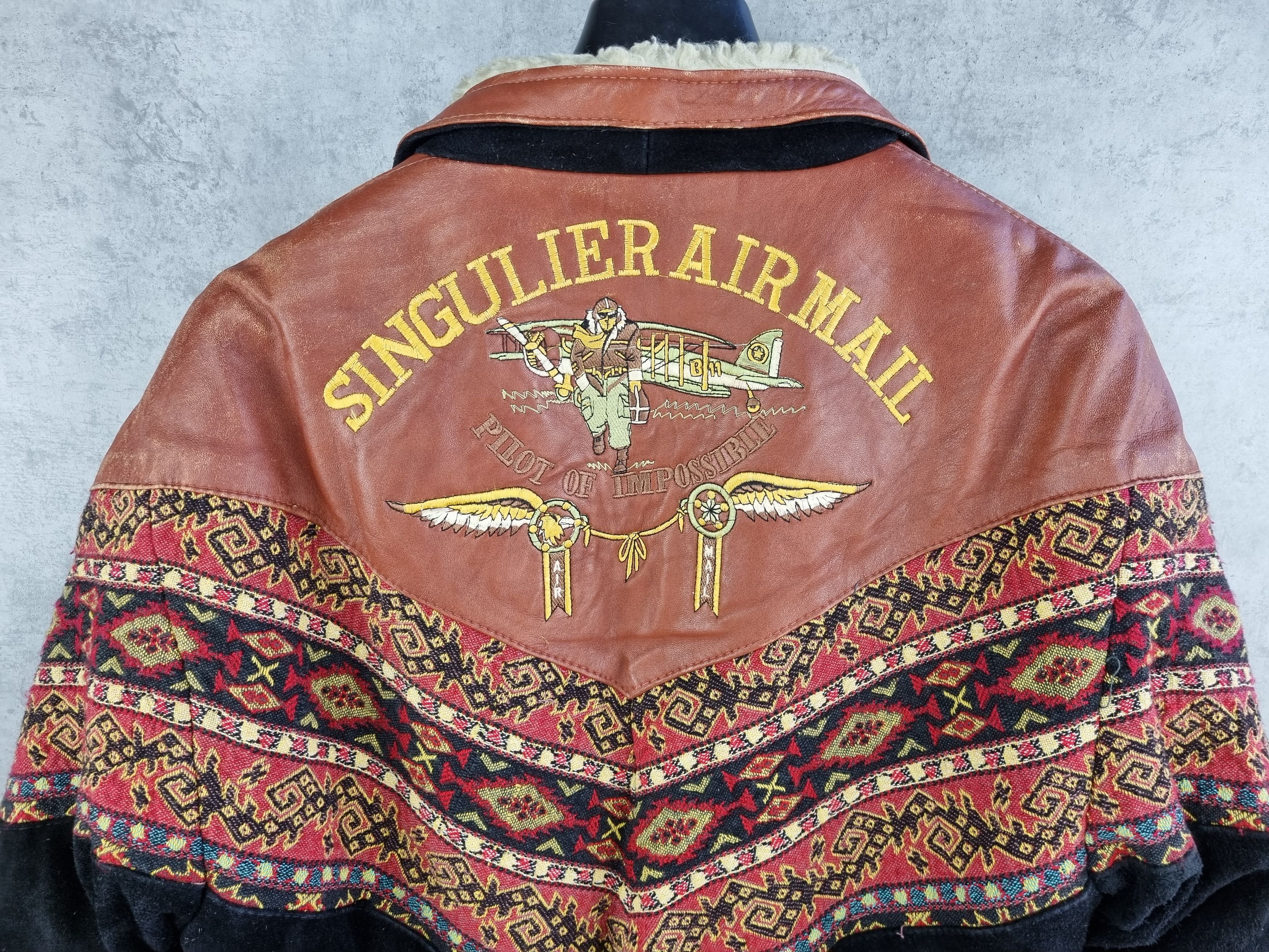 Aztech Mountain × Vintage 80s Aztec Suede Leather Bomber Aviator AIRMAIL Jacket Size US M / EU 48-50 / 2 - 3 Thumbnail